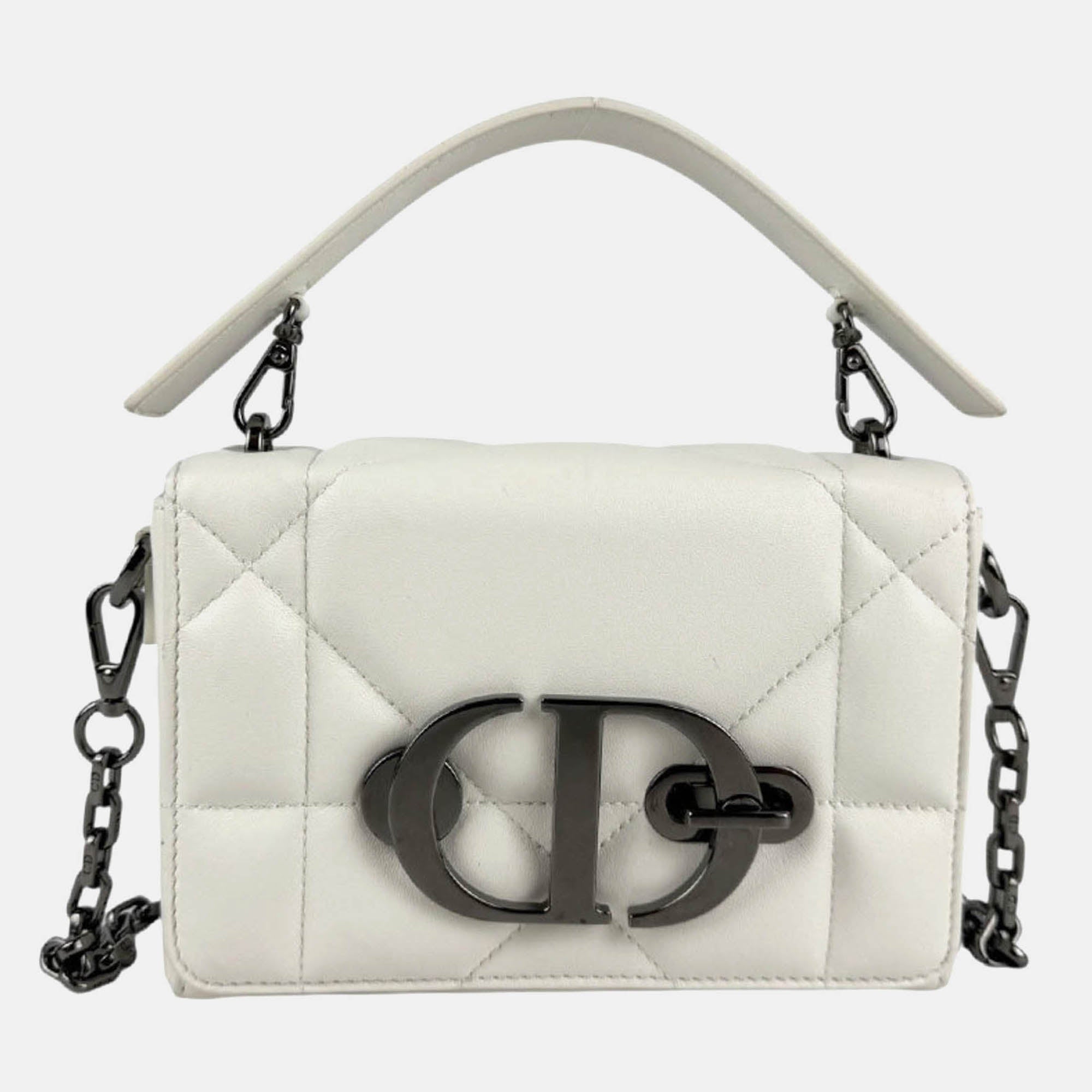 Christian Dior 30 Montaigne Shoulder Bag-Handbag White Leather