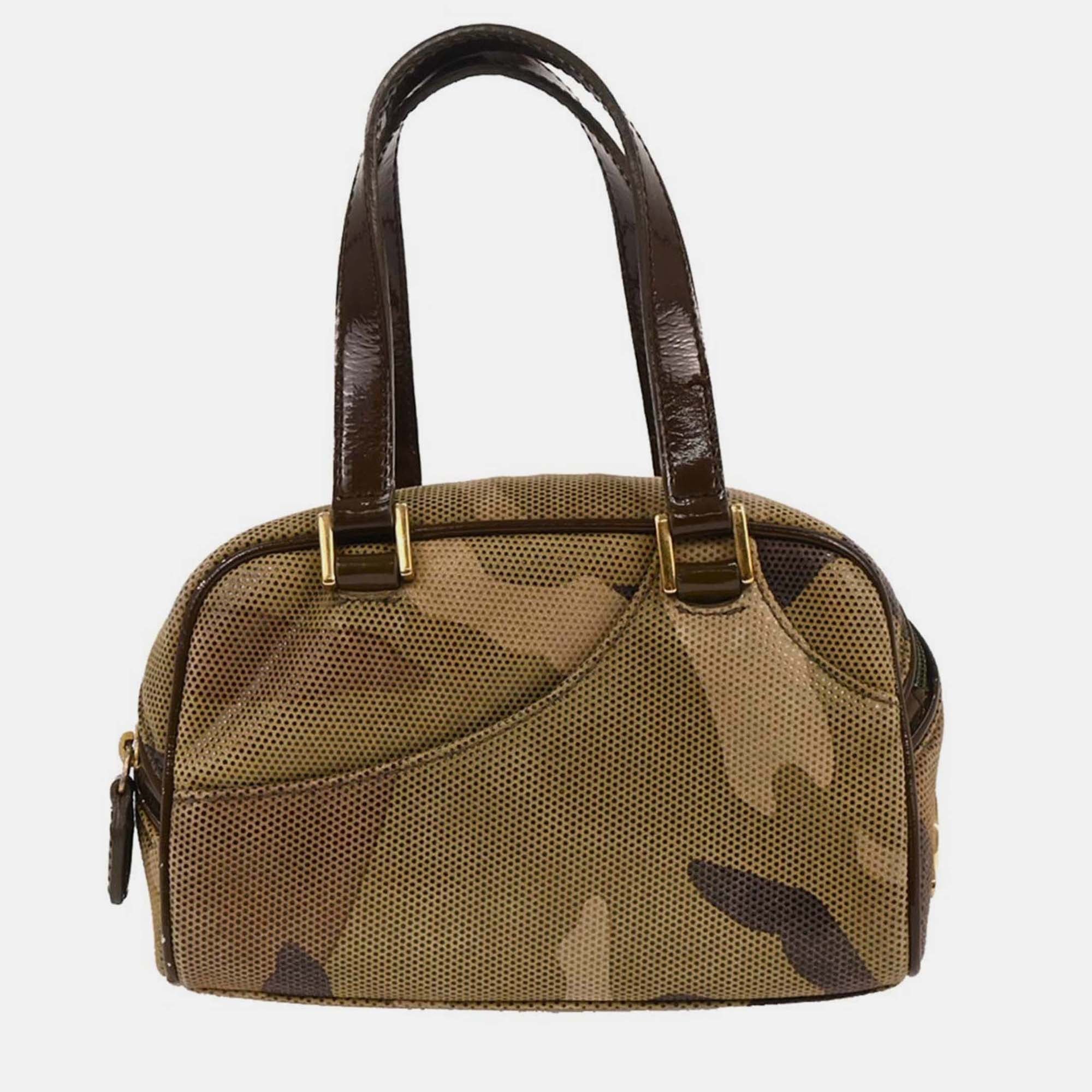 Christian Dior Camouflage Brown-Green Patent Leather Handbag