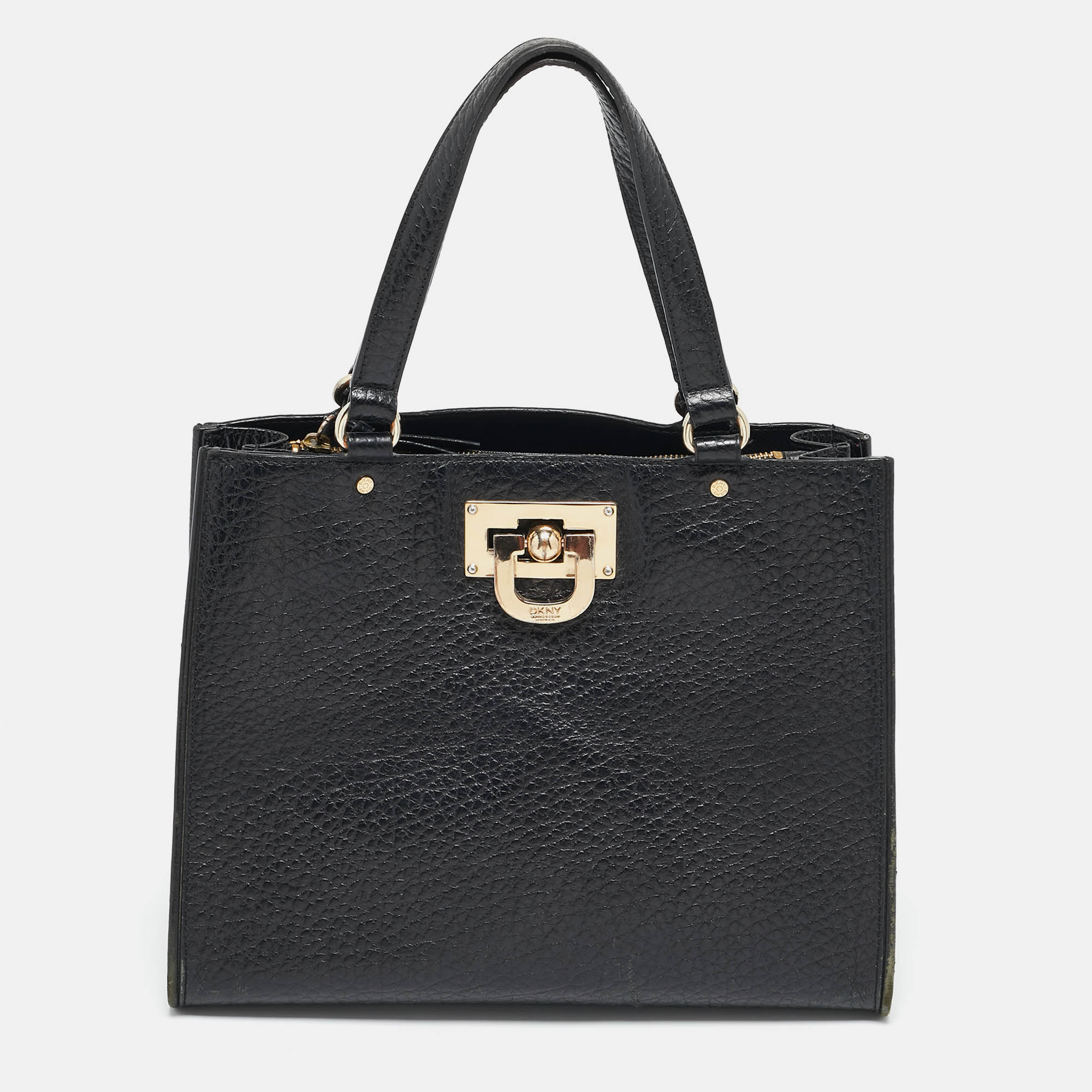 DKNY Black Grain Leather Beekman French Tote