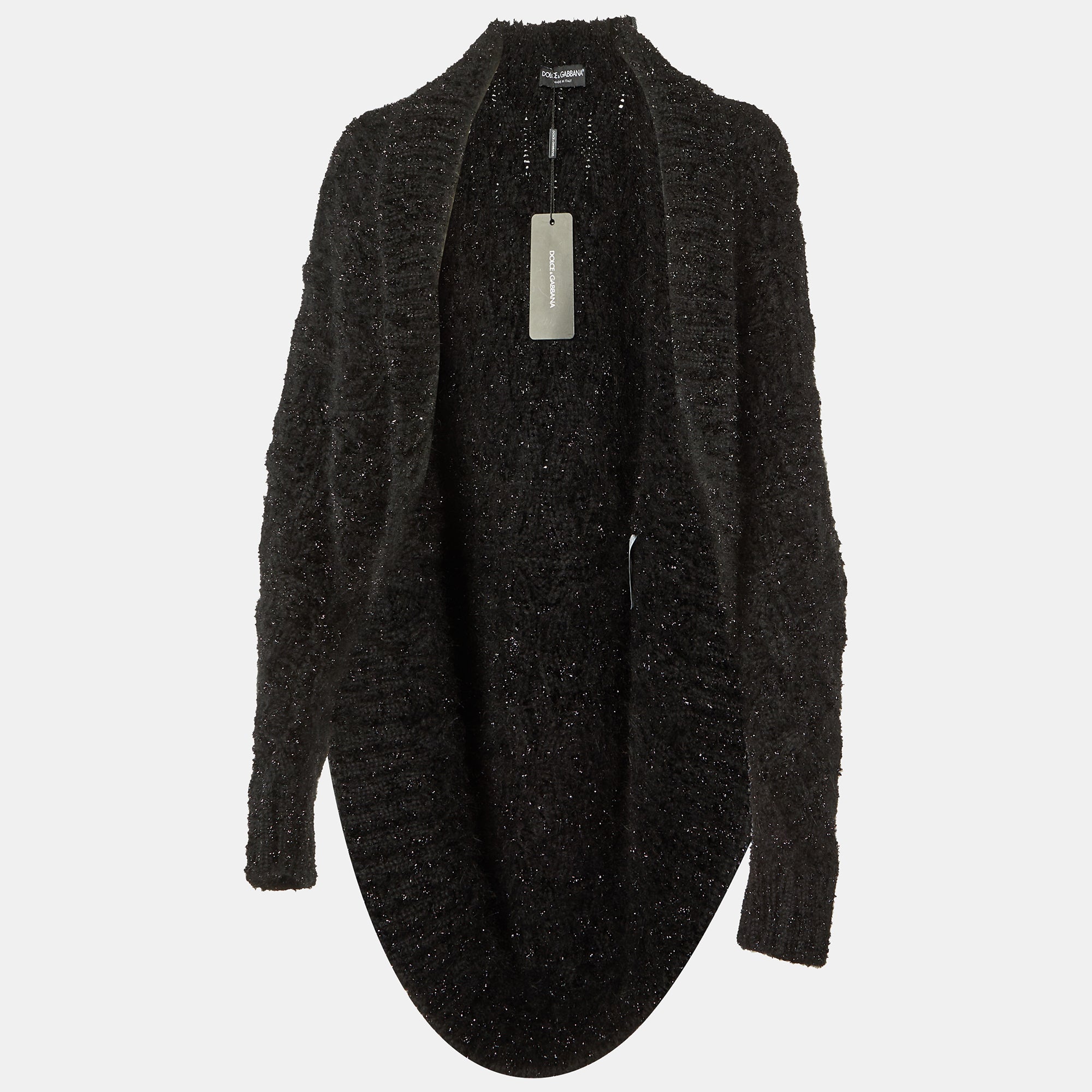 Dolce & Gabbana Black Lurex Cashmere & Angora Knit Circle Cardigan S