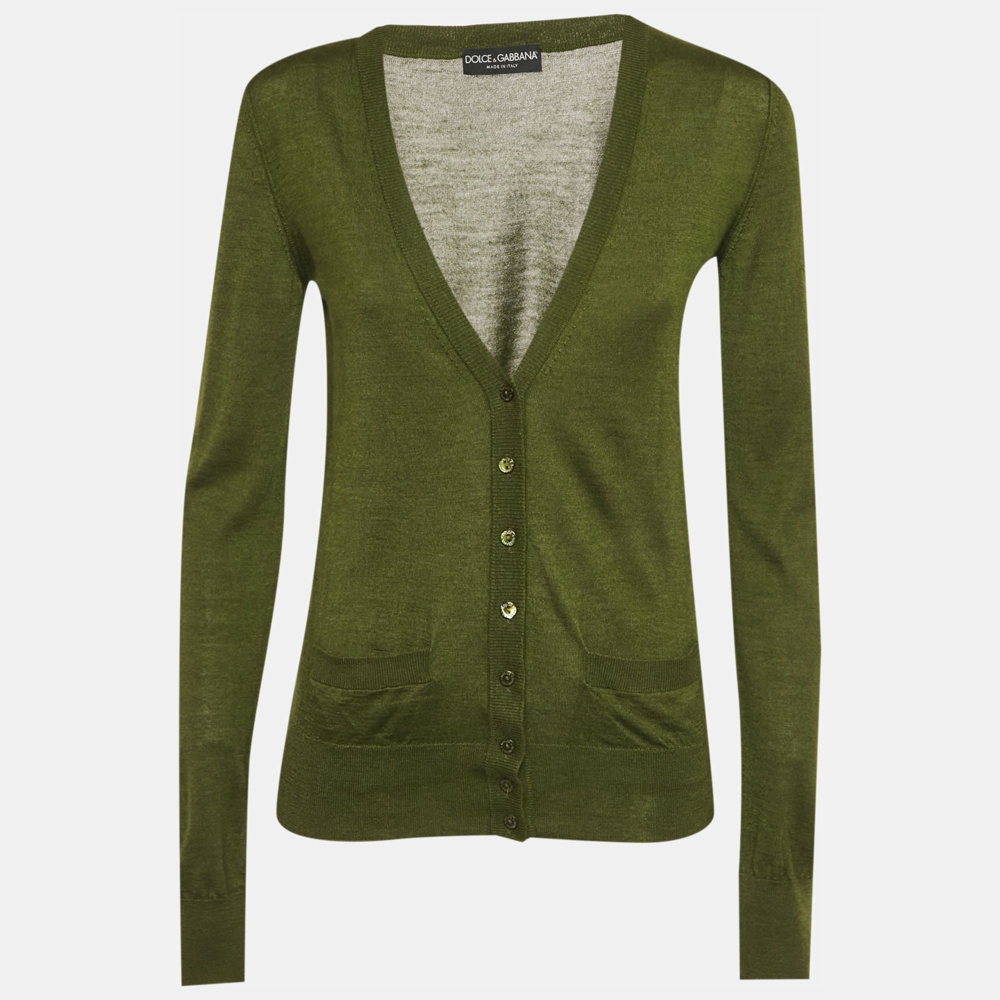 Dolce & Gabbana Olive Green Wool Blend Cardigan M