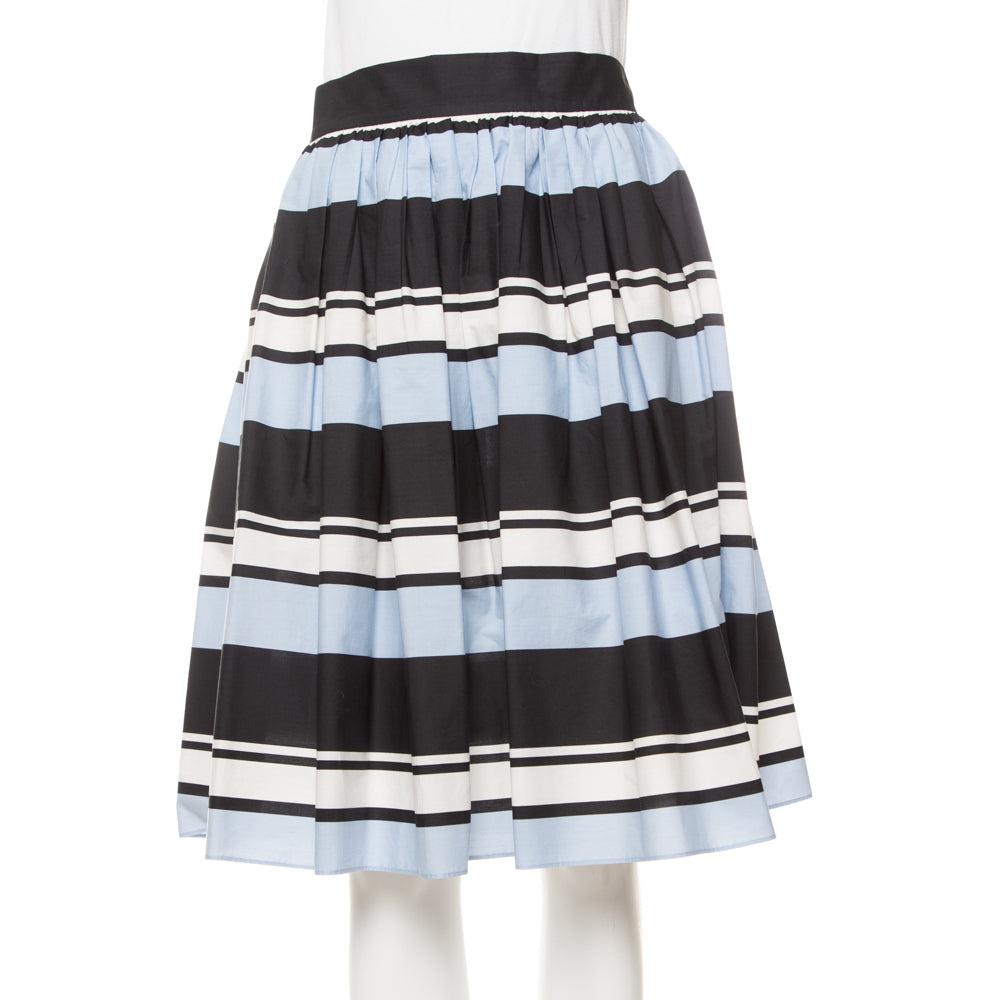 Dolce & Gabbana Blue Striped Cotton Flared Mini Skirt M