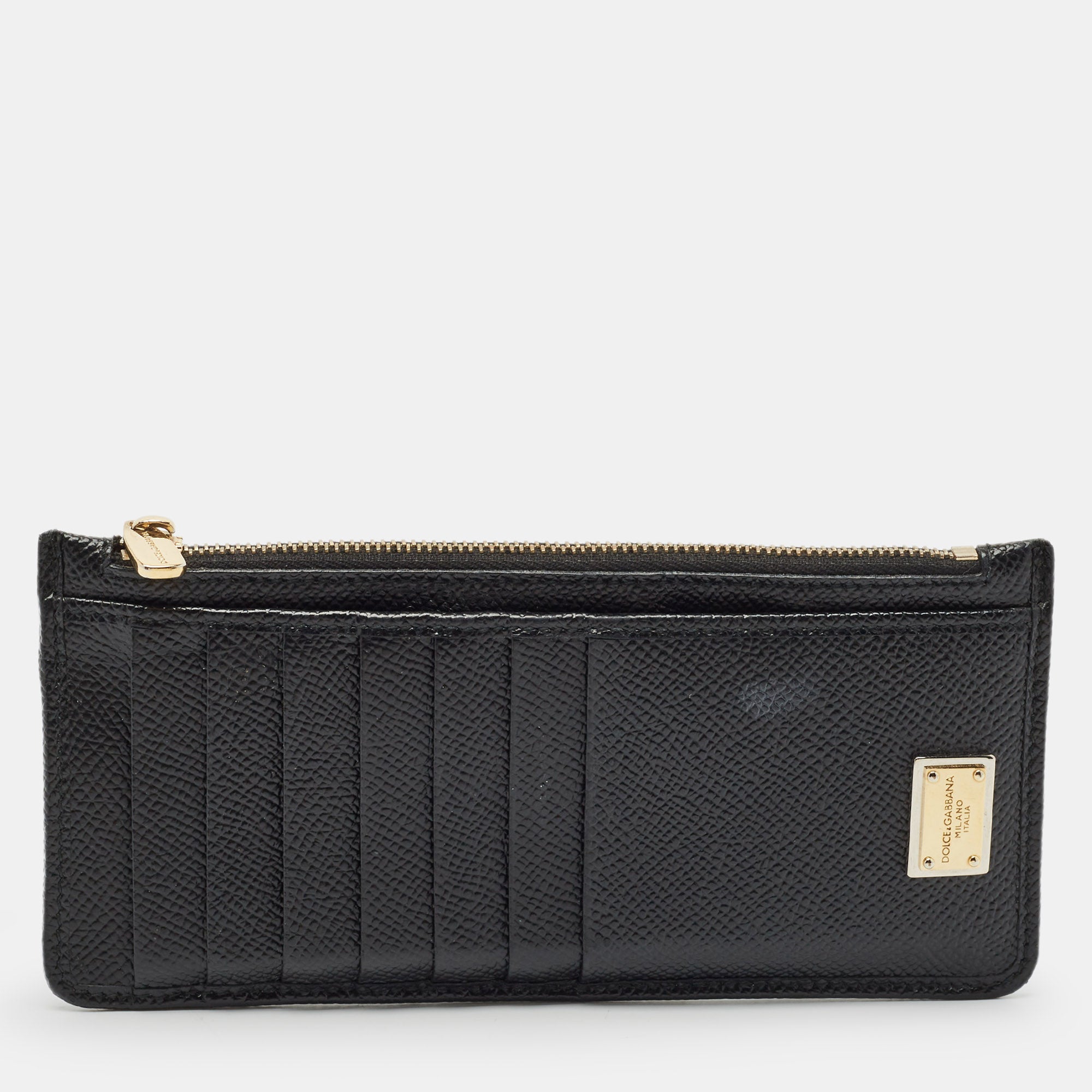 Dolce & Gabbana Black Leather Zip Long Card Holder