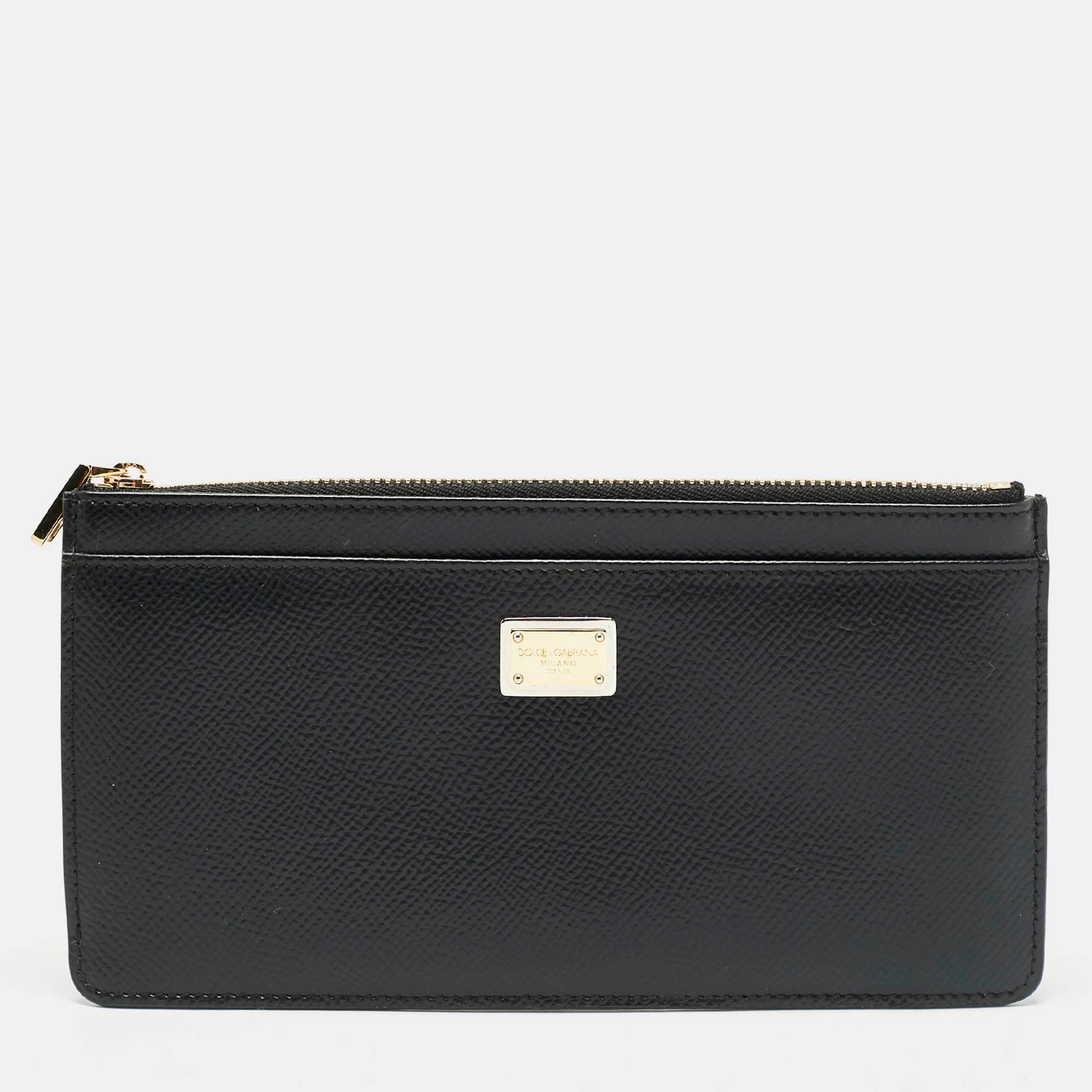 Dolce & Gabbana Black Leather Zip Long Card Holder