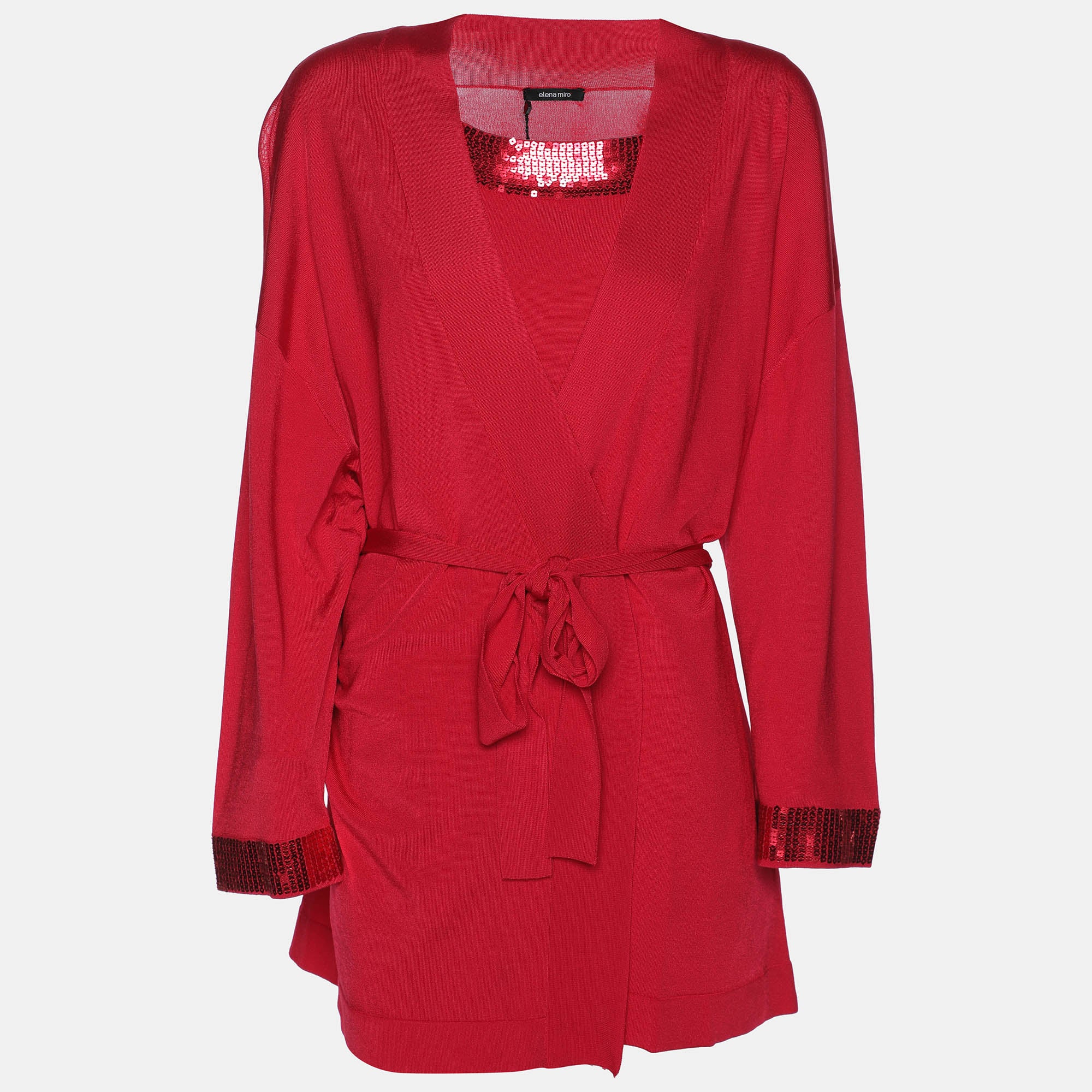 Elena Miro Pink Jersey Sequined Twinset Cardigan XL