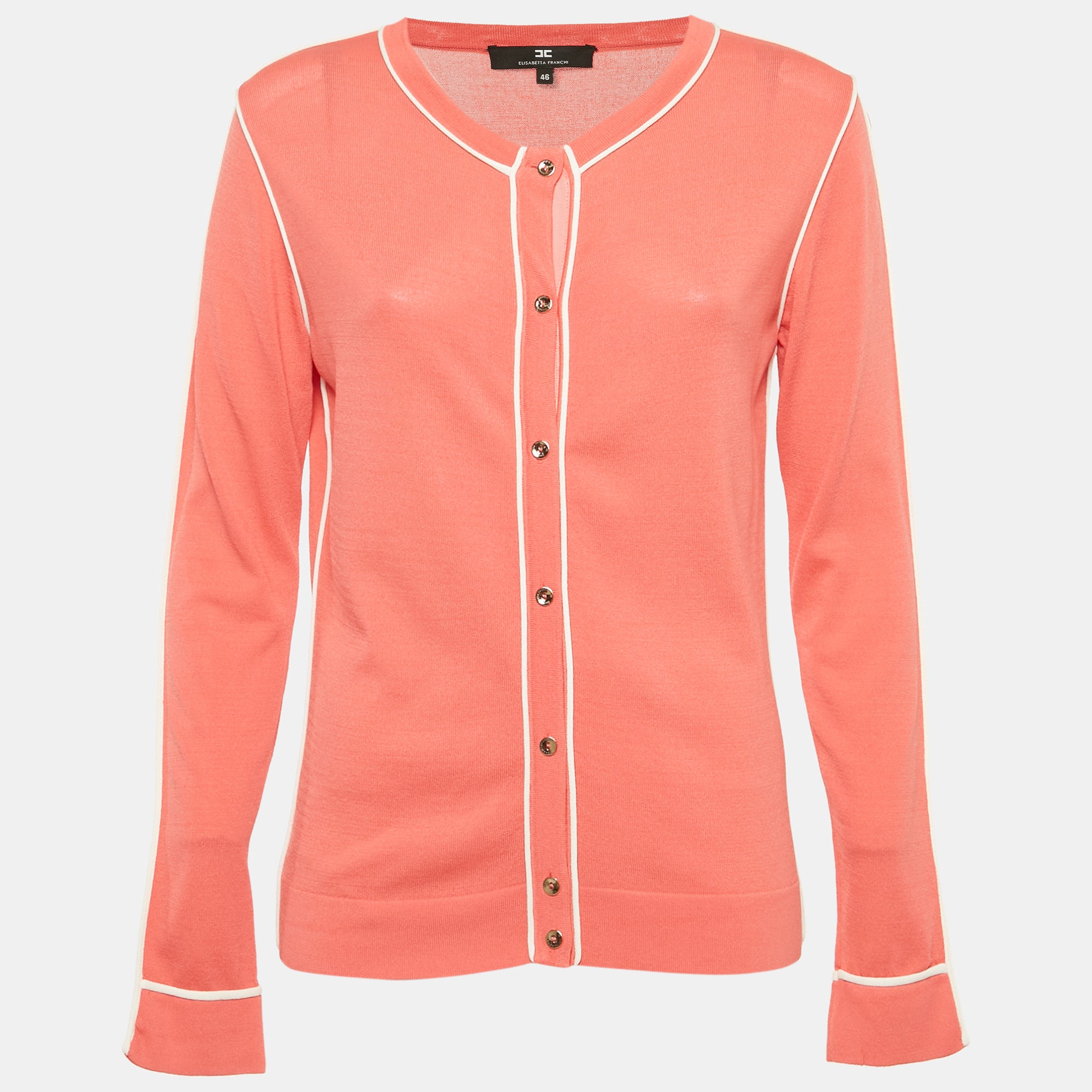Elisabetta Franchi Pink Knit Cardigan L