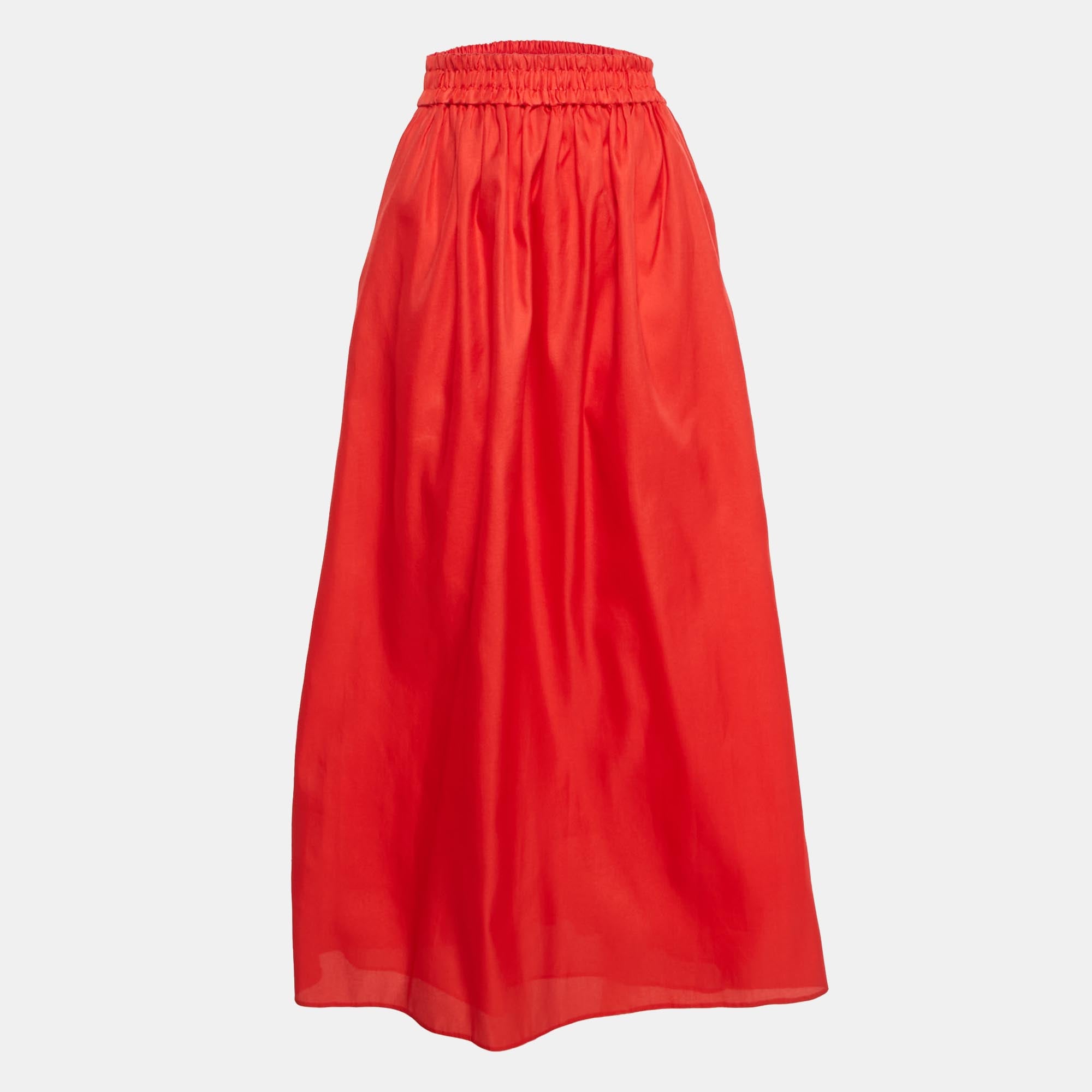 Emporio Armani Red Silk Blend Maxi Skirt M