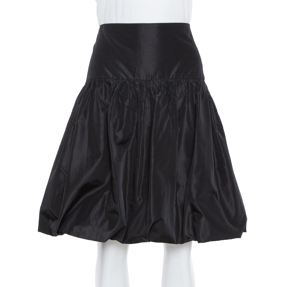 Emporio Armani Black Taffeta Gathered Short Skirt L