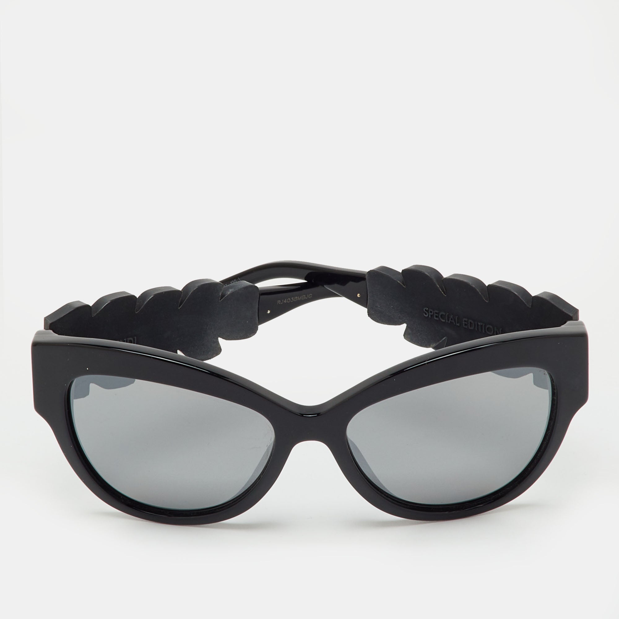 Fendi Black Mirrored FF0139-S Special Edition Crystal Cat Eye Sunglasses