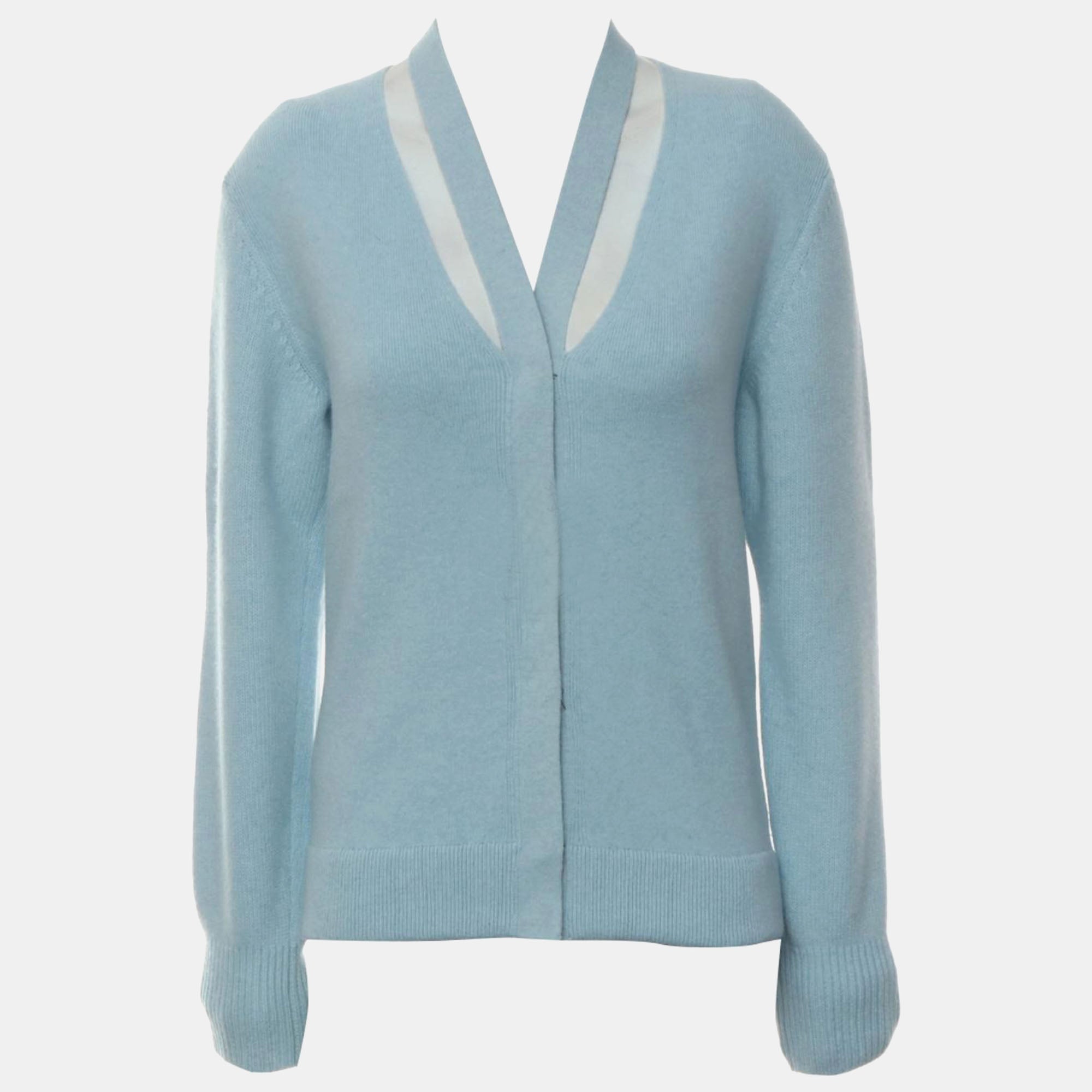 Fendi Blue Wool, Cashmere Knitted Cardigan IT Women 36