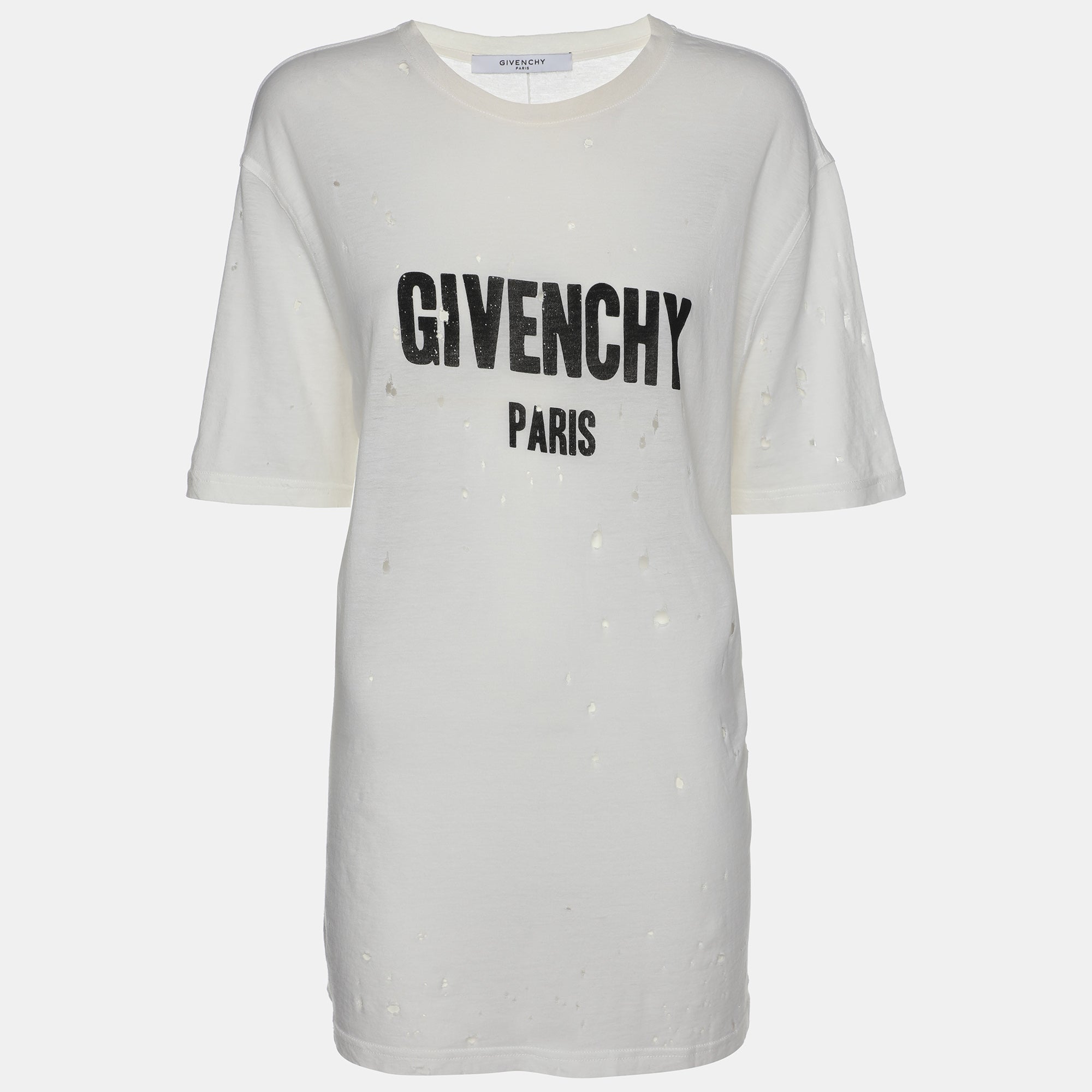 Givenchy Cream Cotton Ripped T-shirt M