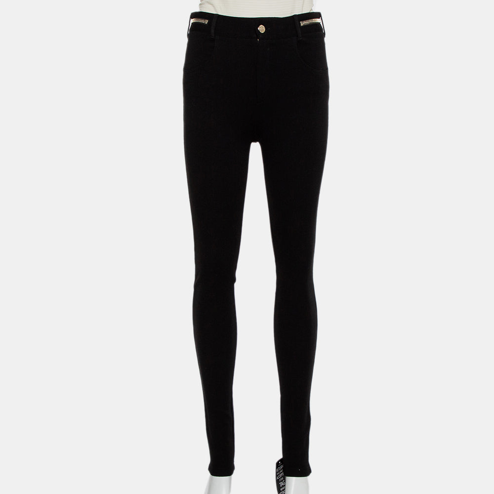 Givenchy Black Knit Zip Detail Leggings M