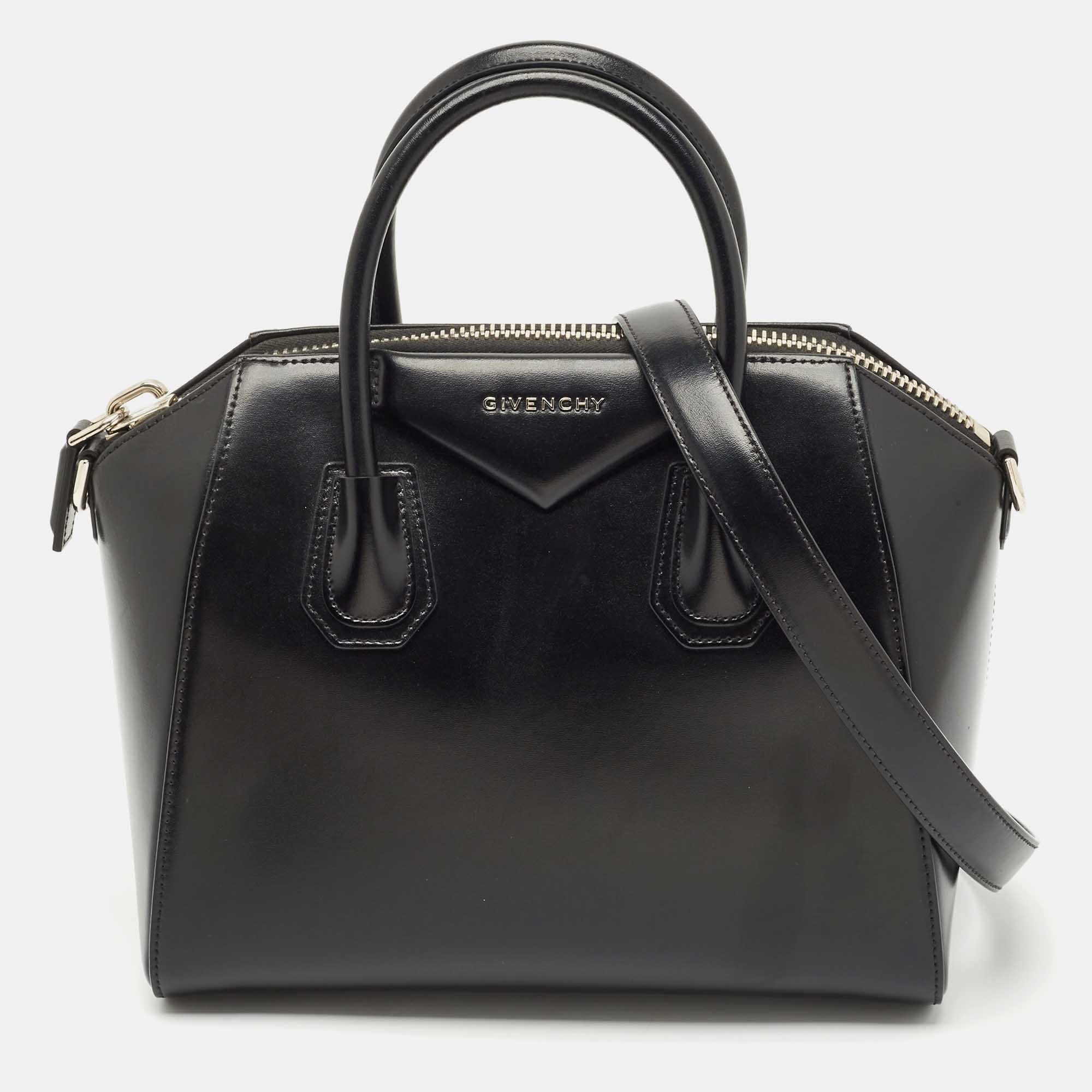 Givenchy Black Glossy Leather Small Antigona Satchel
