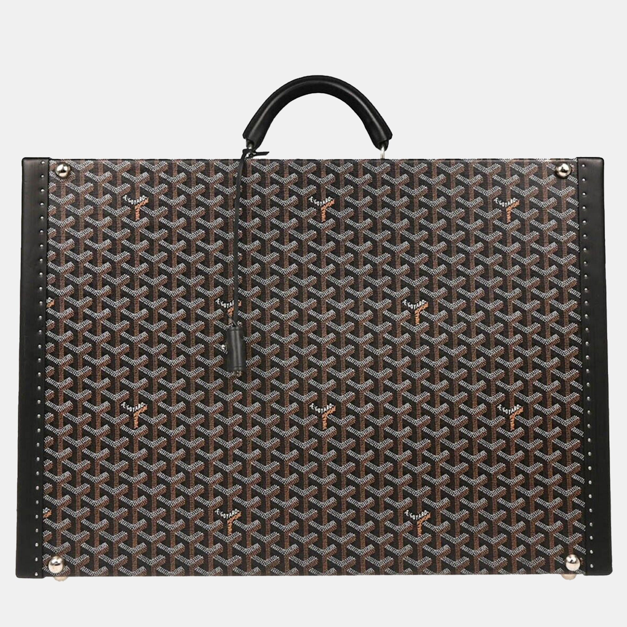 Goyard Black Leather Trunk Luggage Suitcase