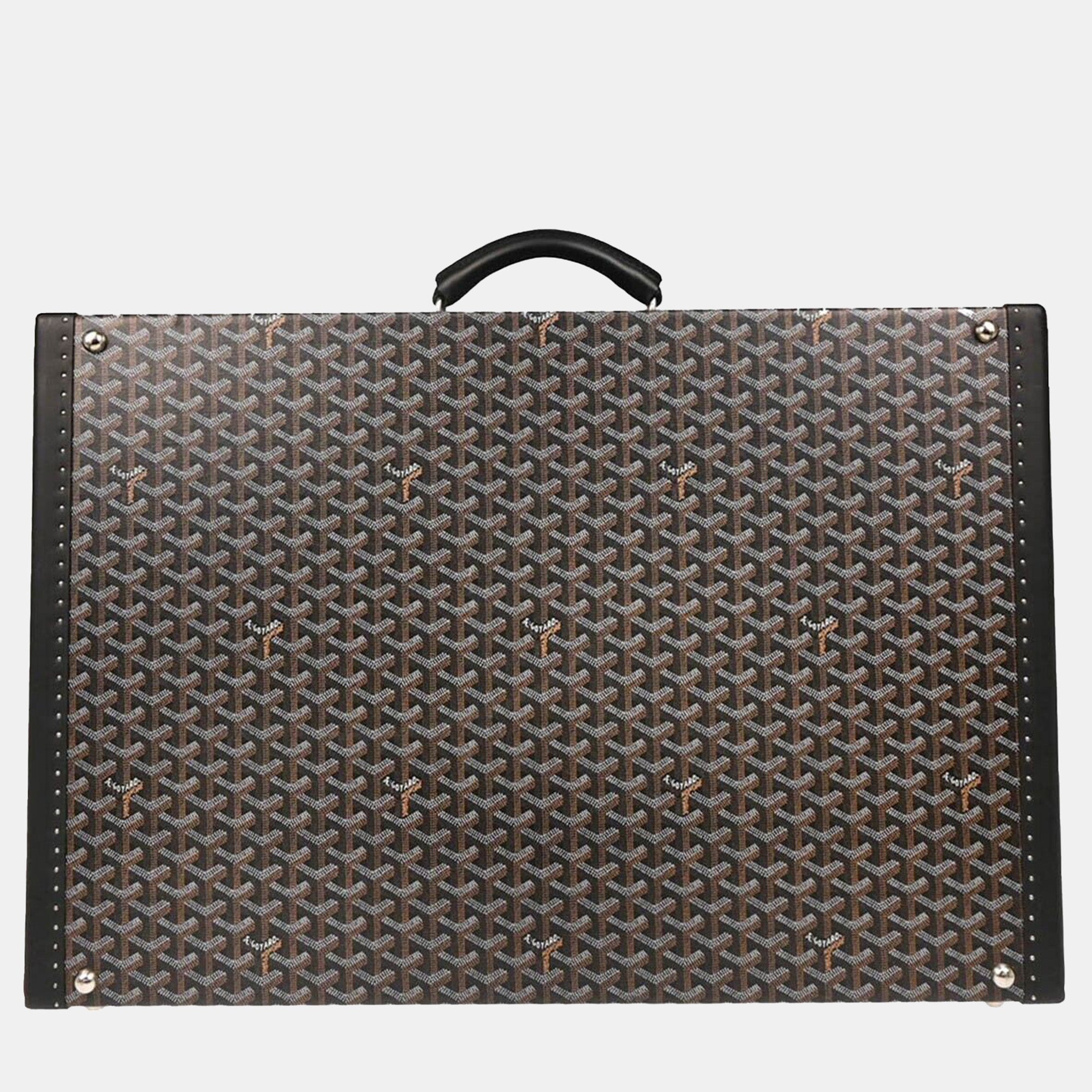 Goyard Black Leather Trunk Luggage Suitcase