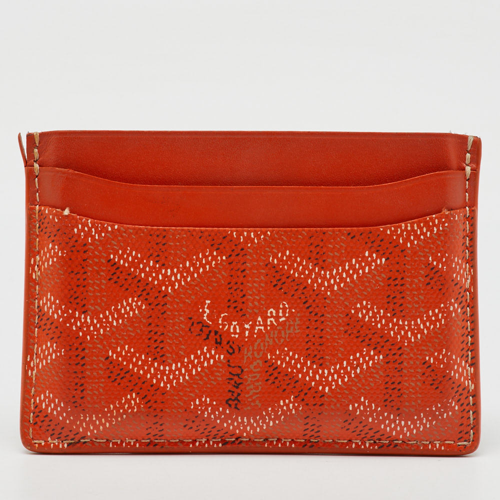Goyard Orange Goyardine Coated Canvas and Leather Saint Sulpice Card Holder