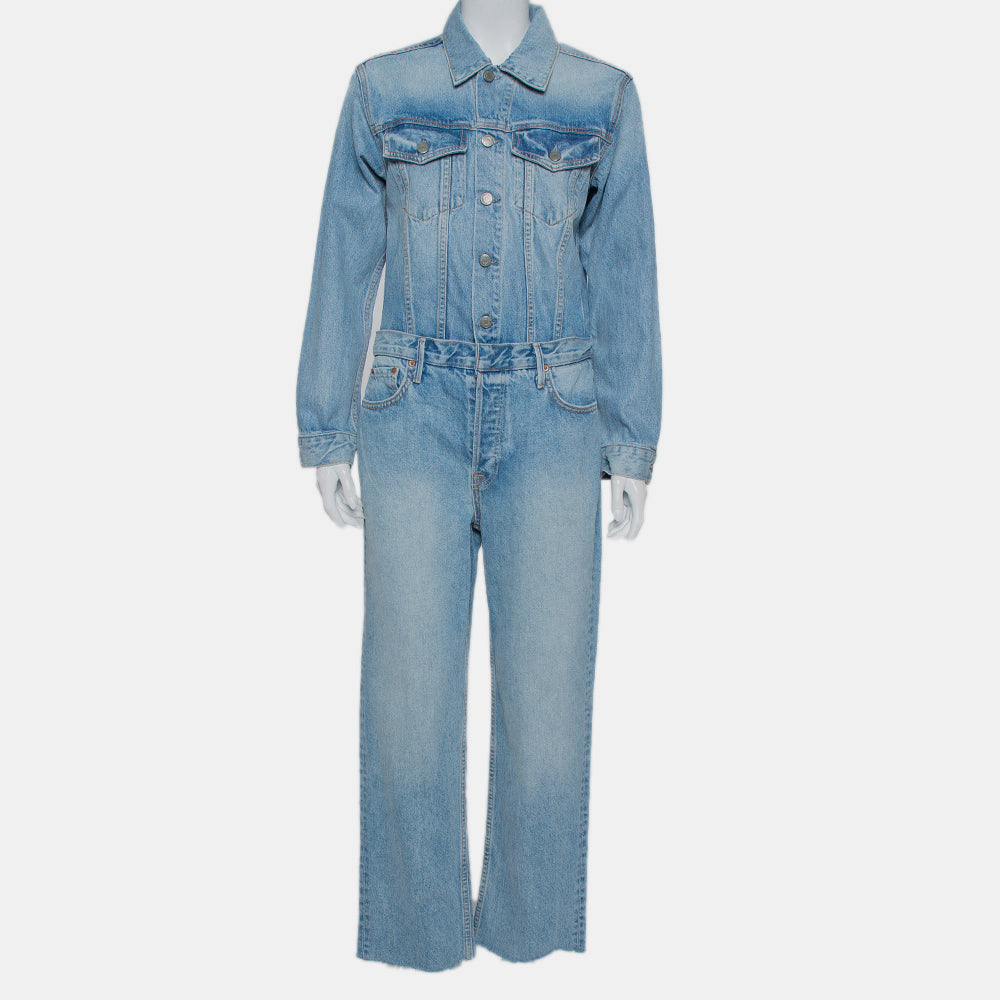 Grlfrnd Blue Denim Sloane Jumpsuit M
