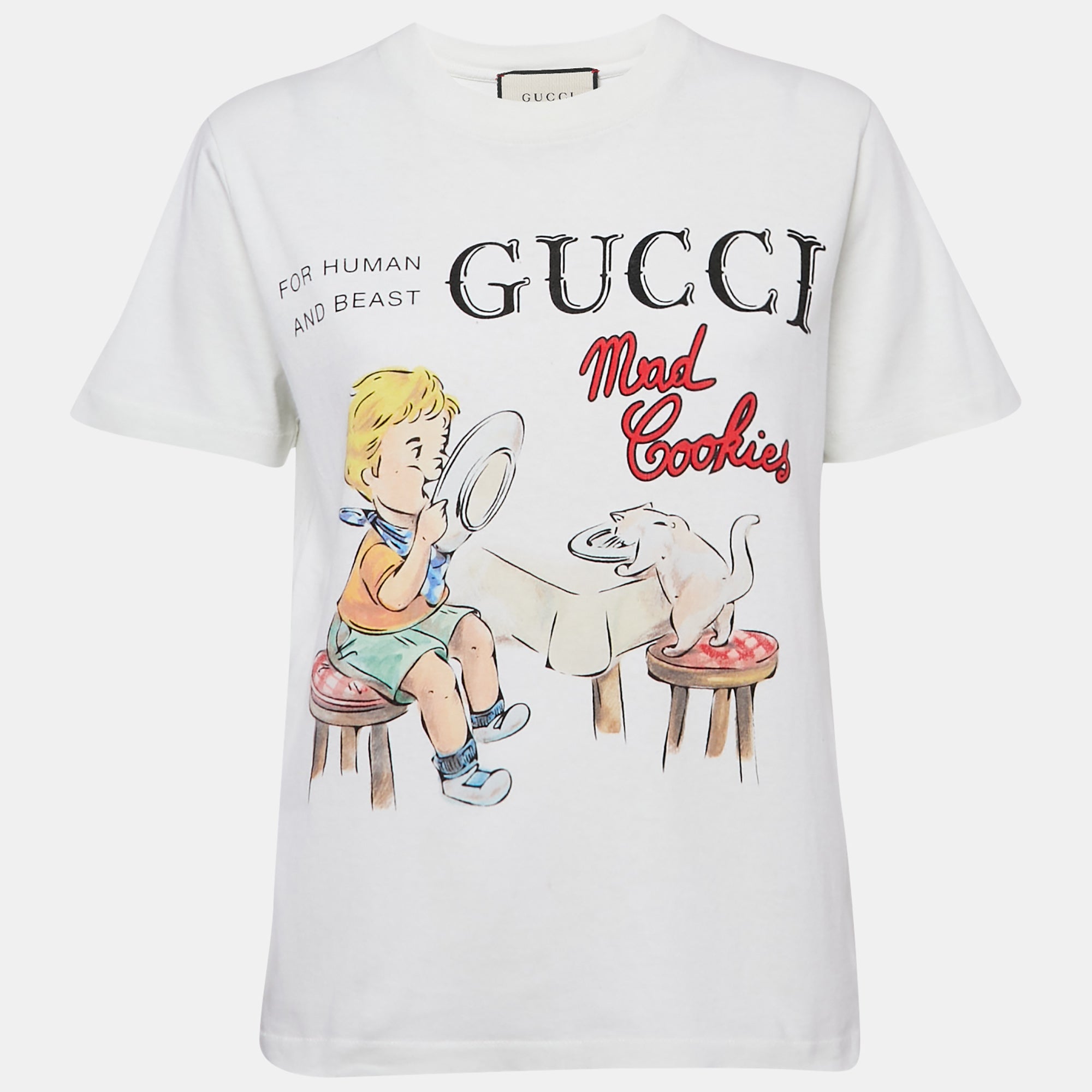 Gucci White Mad Cookies Print Cotton Crew Neck T-Shirt XS
