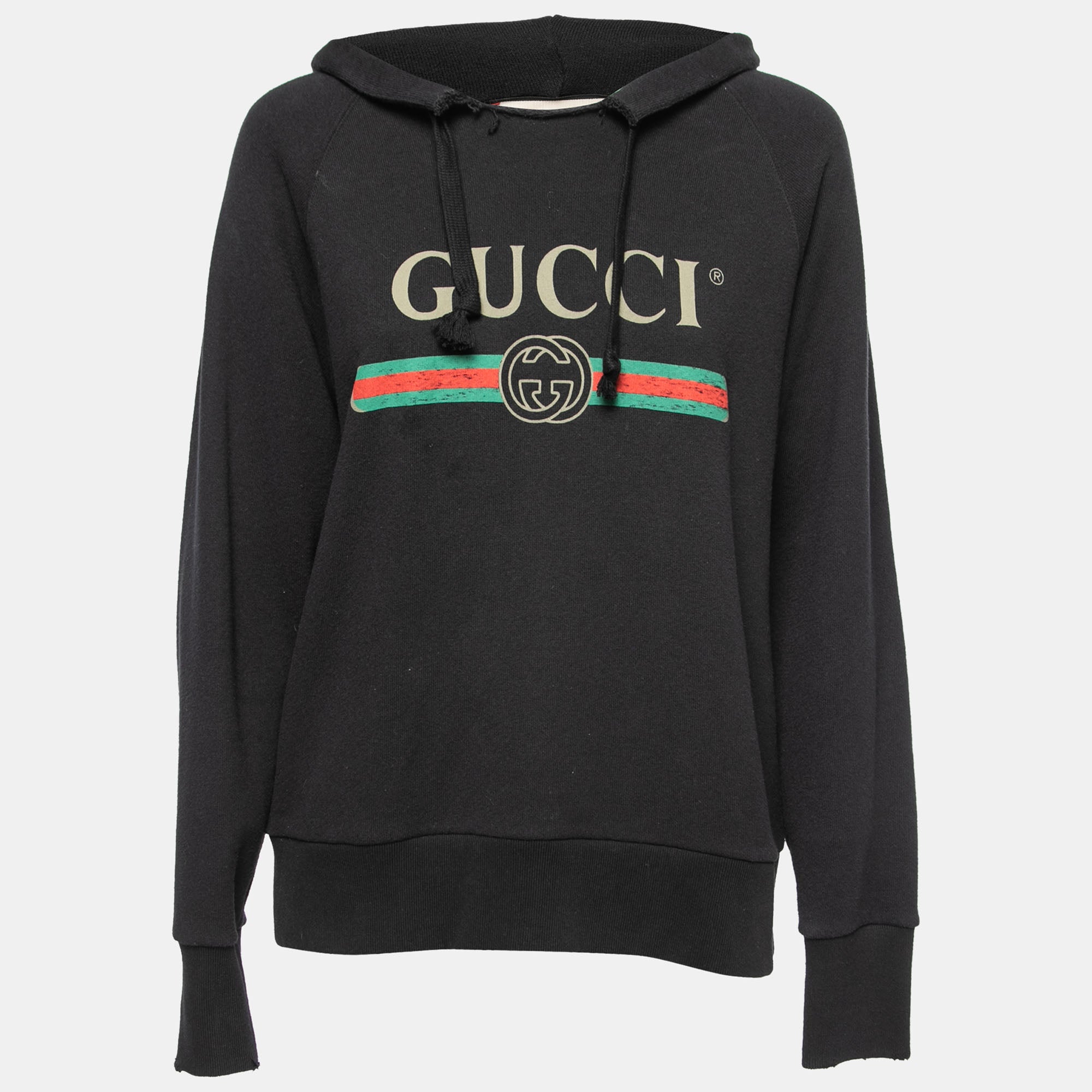 Gucci Black Cotton Blind For Love Embroidered Hoodie XS