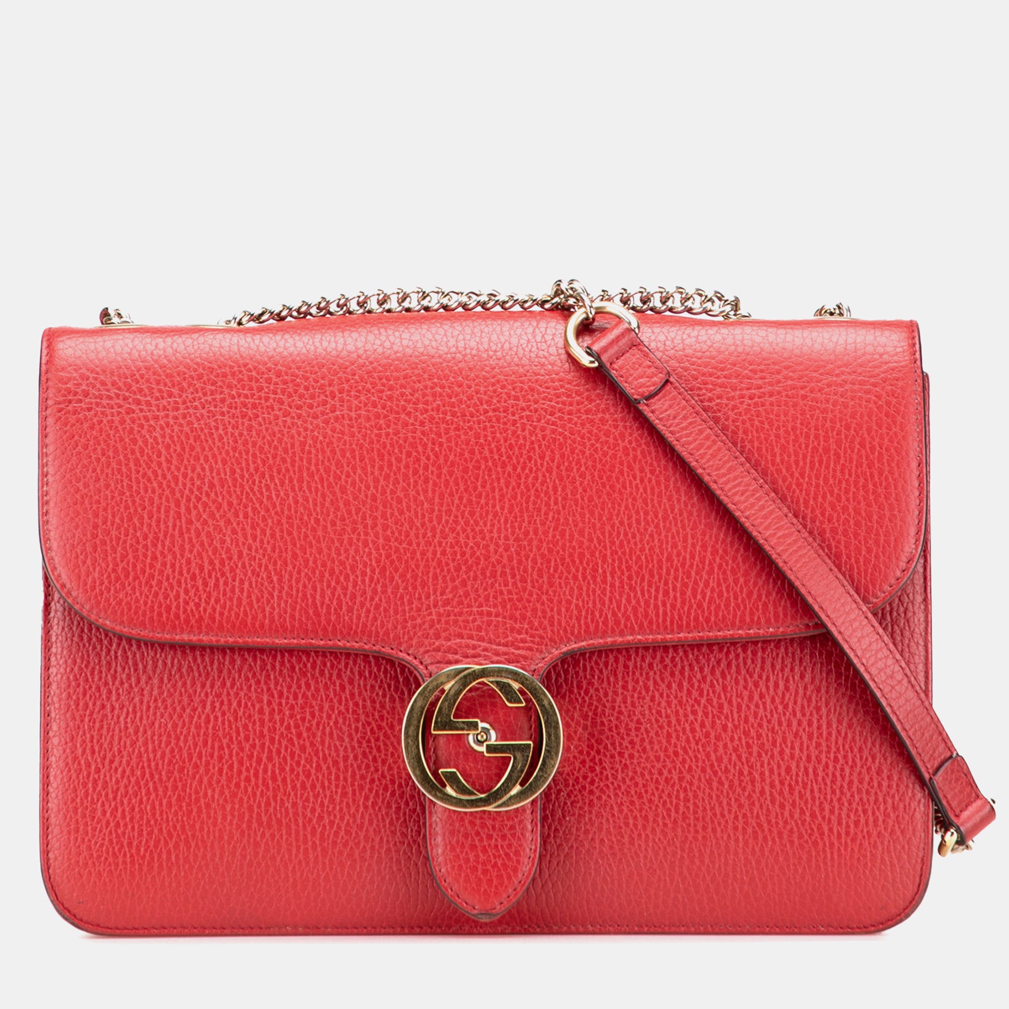 Gucci Red Medium Dollar Calfskin Interlocking G Crossbody