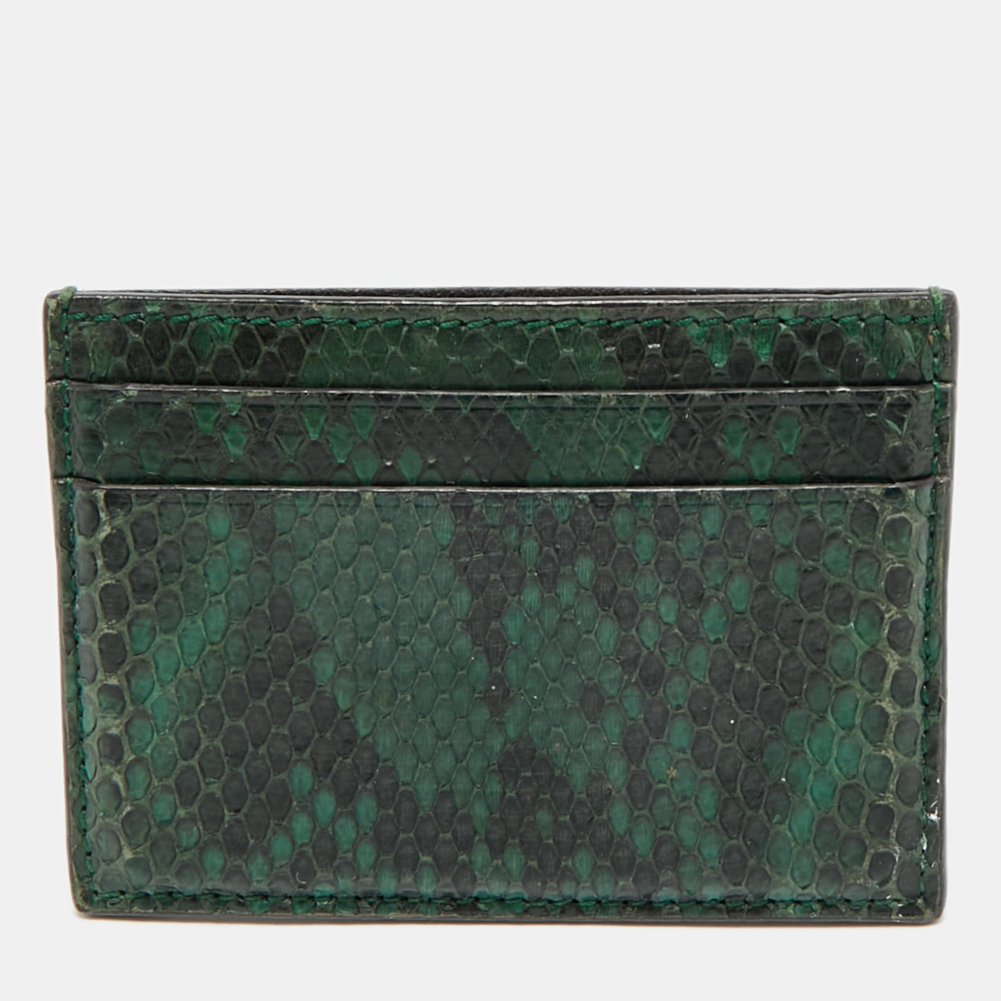 Gucci Dark Green-Black Python Card Holder
