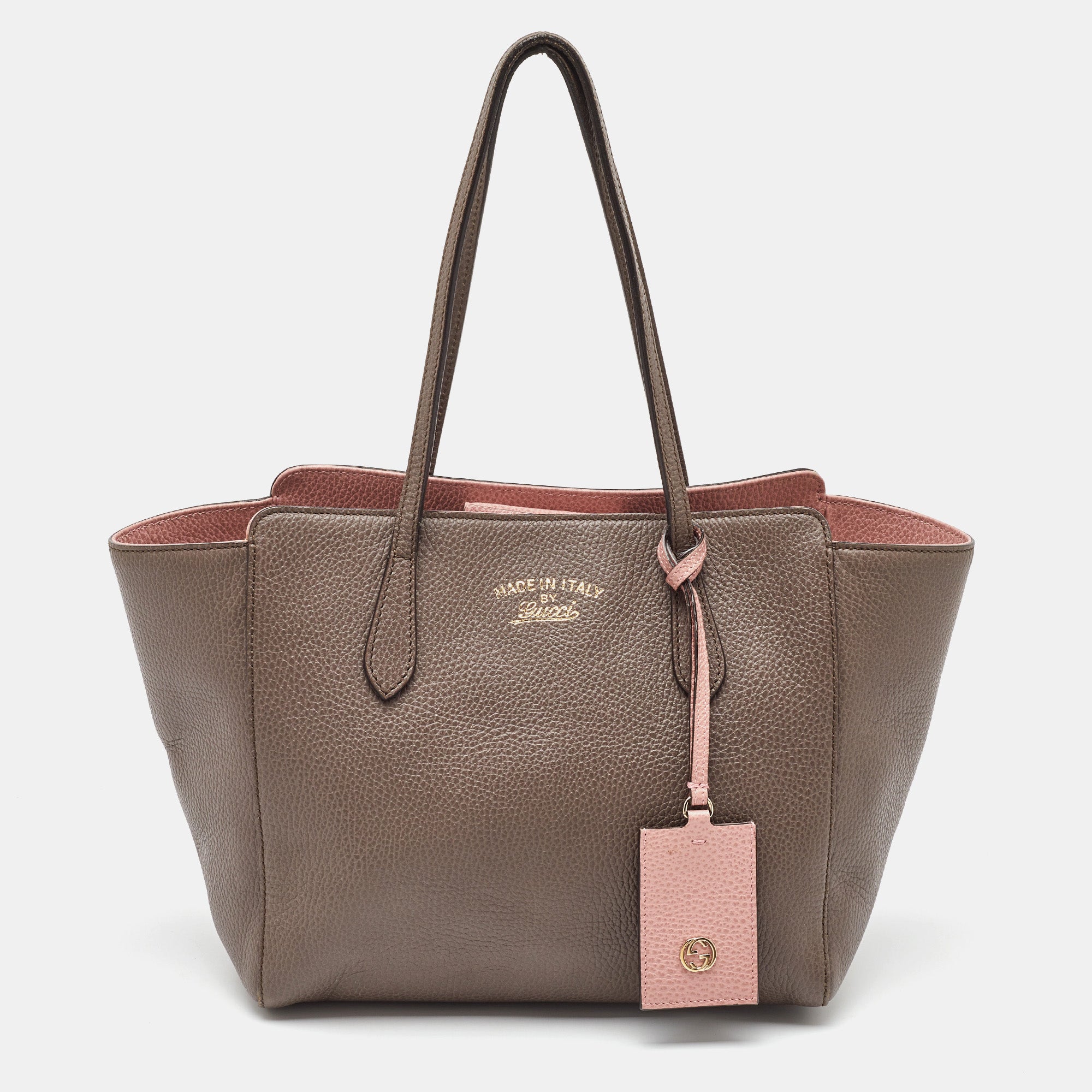 Gucci Grey Leather Small Swing Tote