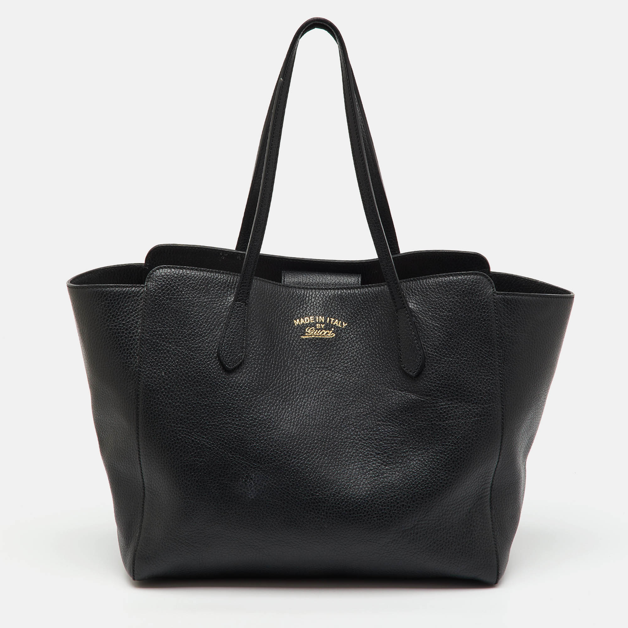 Gucci Black Pebbled Leather Medium Swing Tote