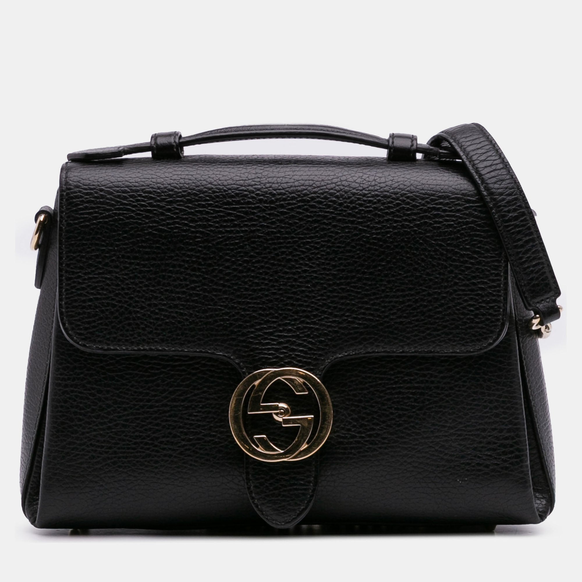 Gucci Black Small Dollar Calf Interlocking G Satchel