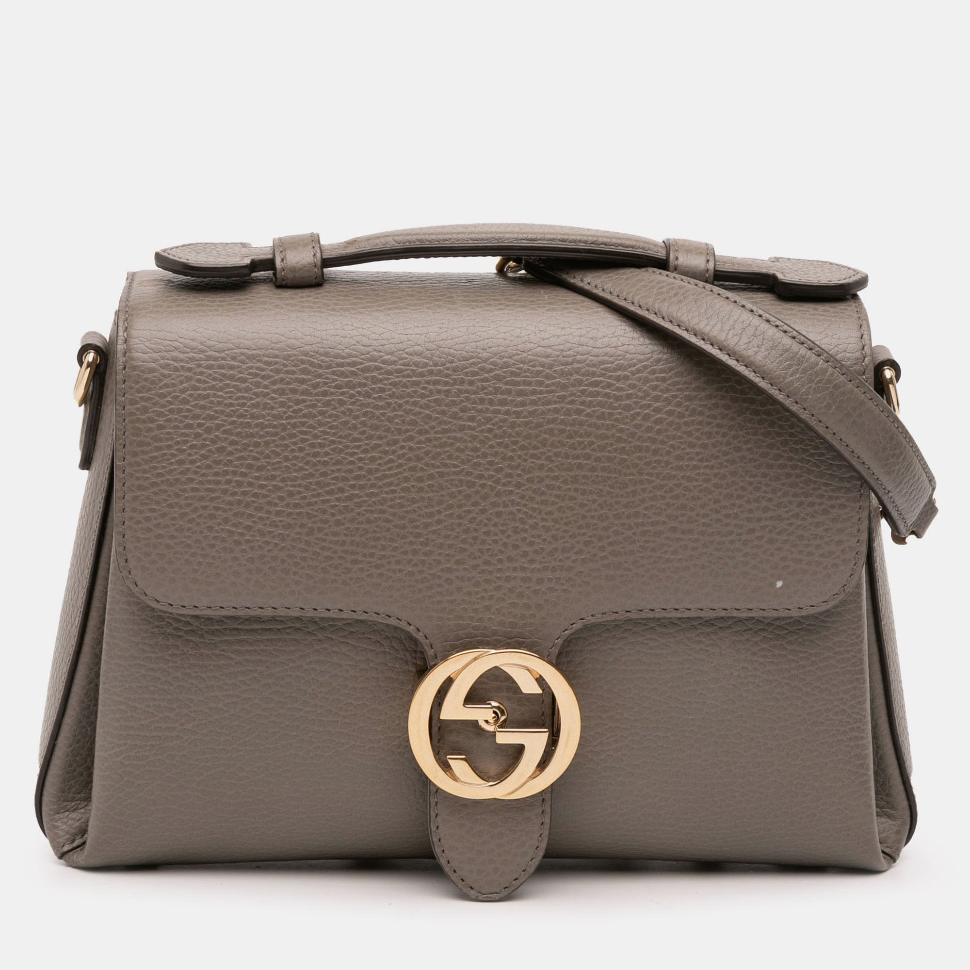 Gucci Grey Small Dollar Calf Interlocking G Satchel