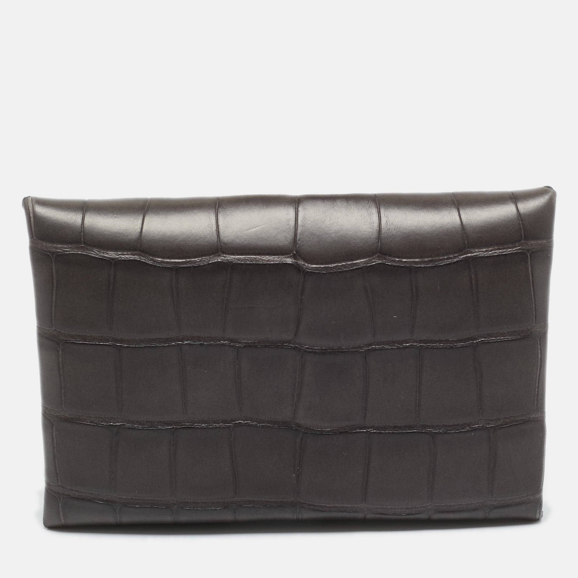 Herm&egrave;s Graphite Matte Alligator Calvi Card Holder