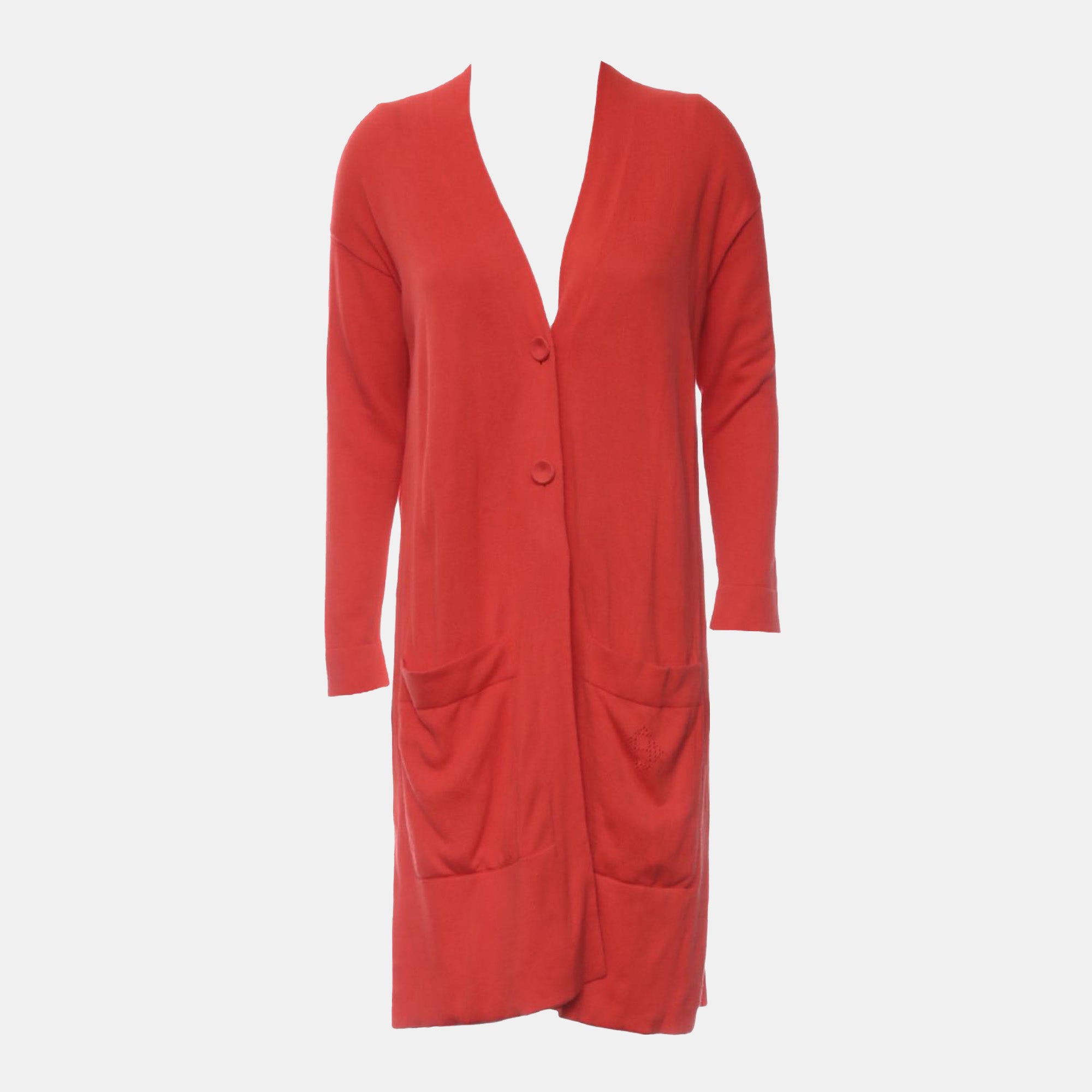 Hermes Orange Cotton Silk Buttoned Up Cardigan Dress FR Women 34