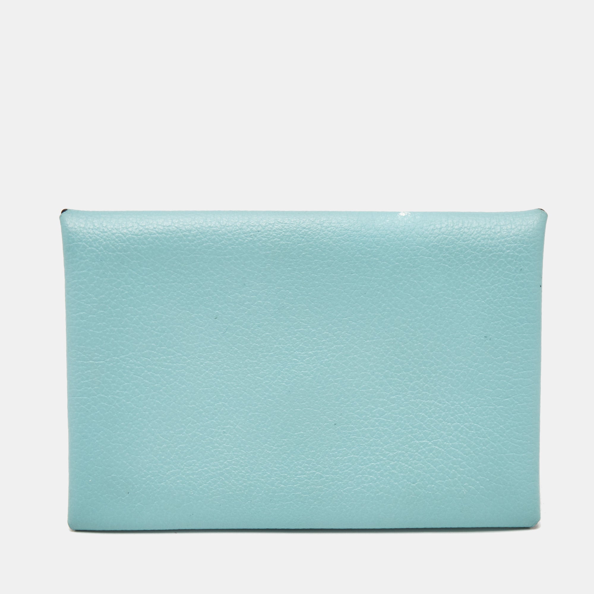 Herm&egrave;s Bleu Atoll Evercolor Leather Calvi Card Holder