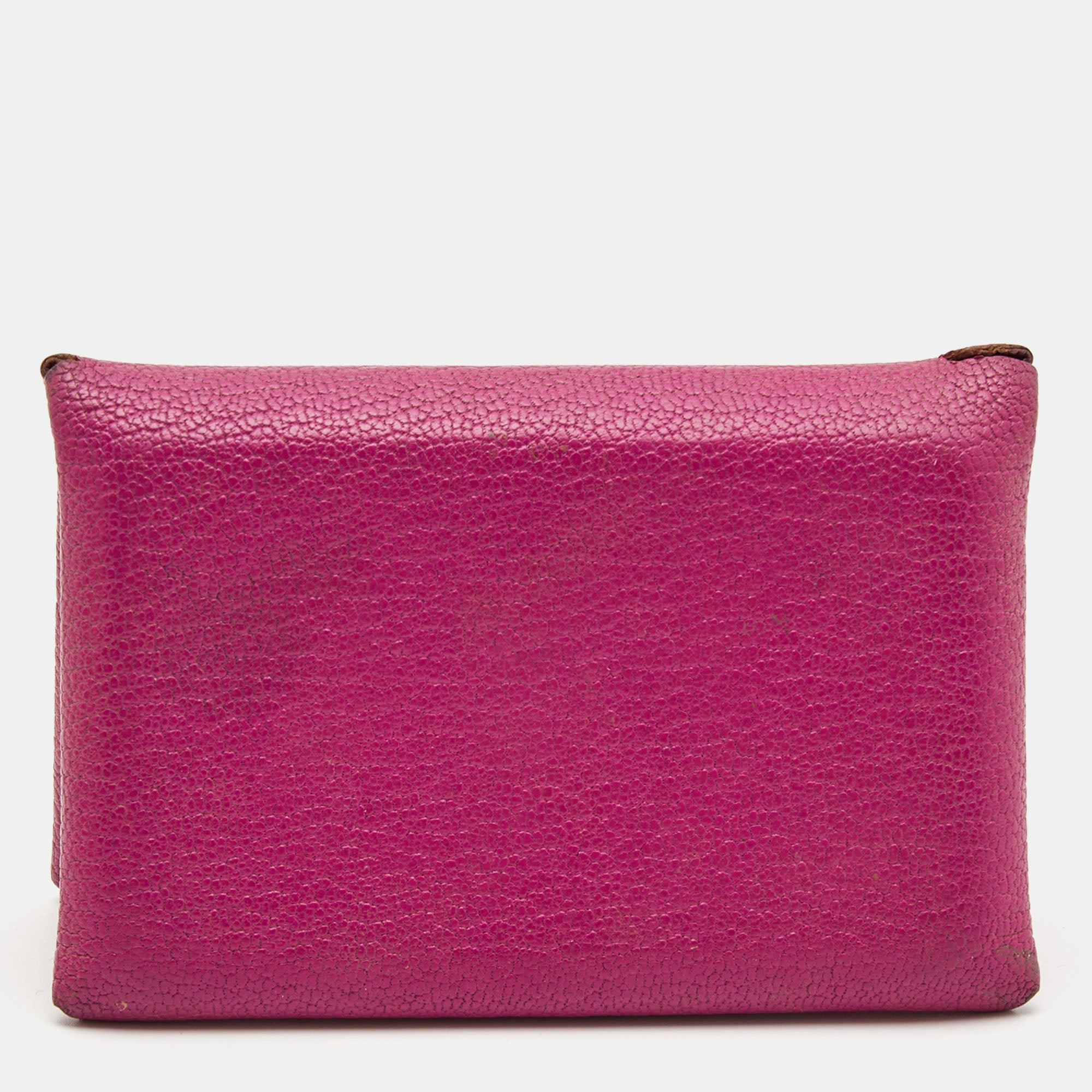 Hermes Cyclamen Chevre Mysore Leather Calvi Card Holder