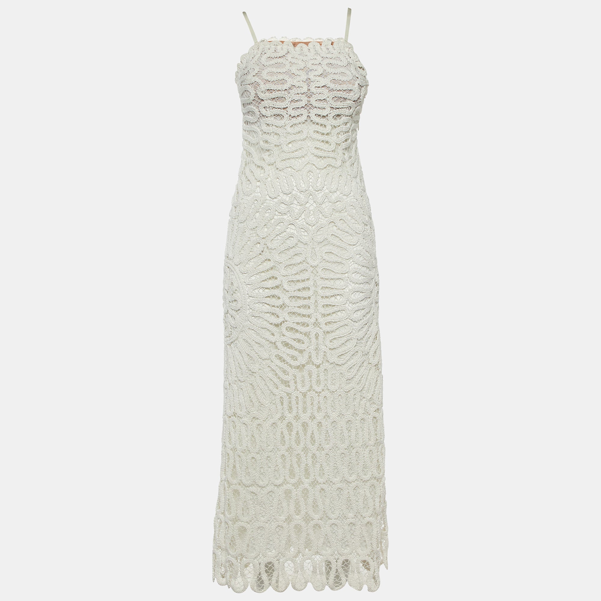Jonathan Simkhai White Lace Cage Crochet Elise Dress XS