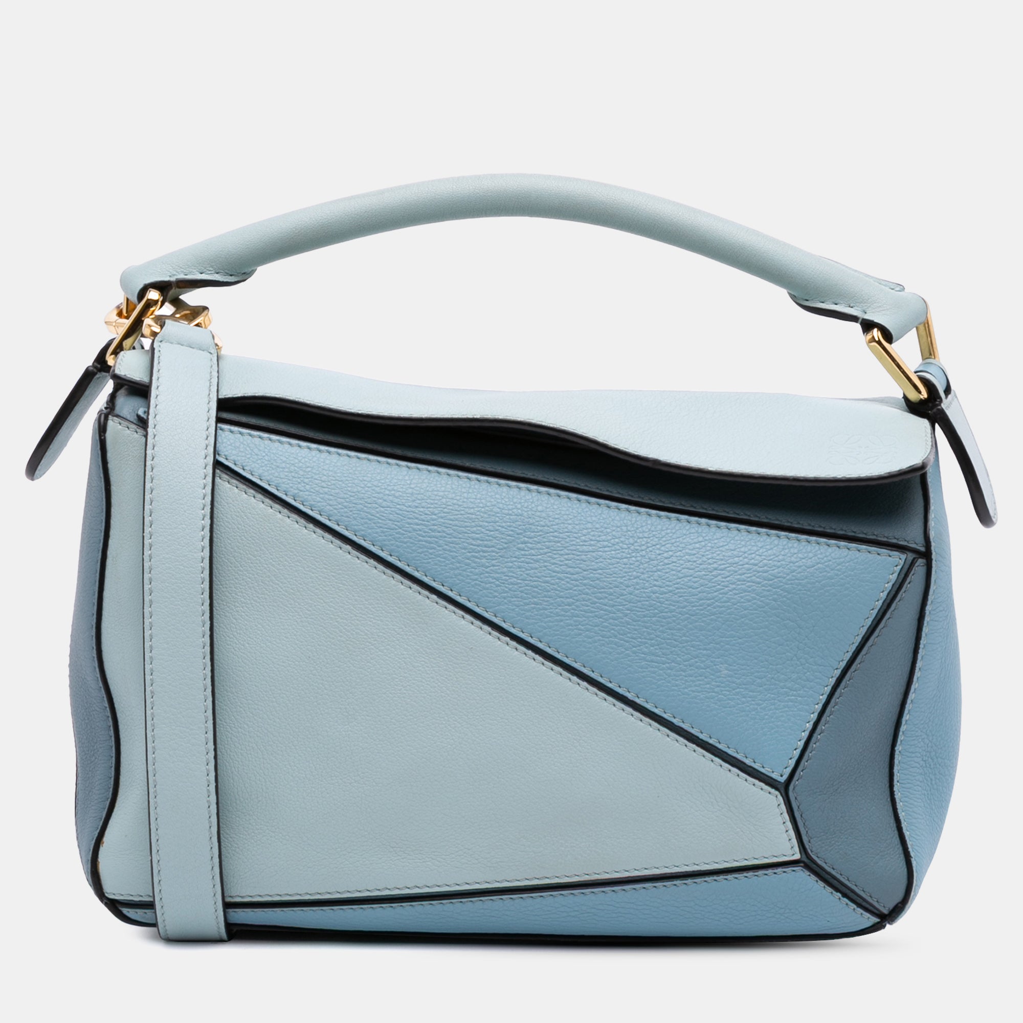 Loewe Blue Small Tricolor Calfskin Puzzle Satchel