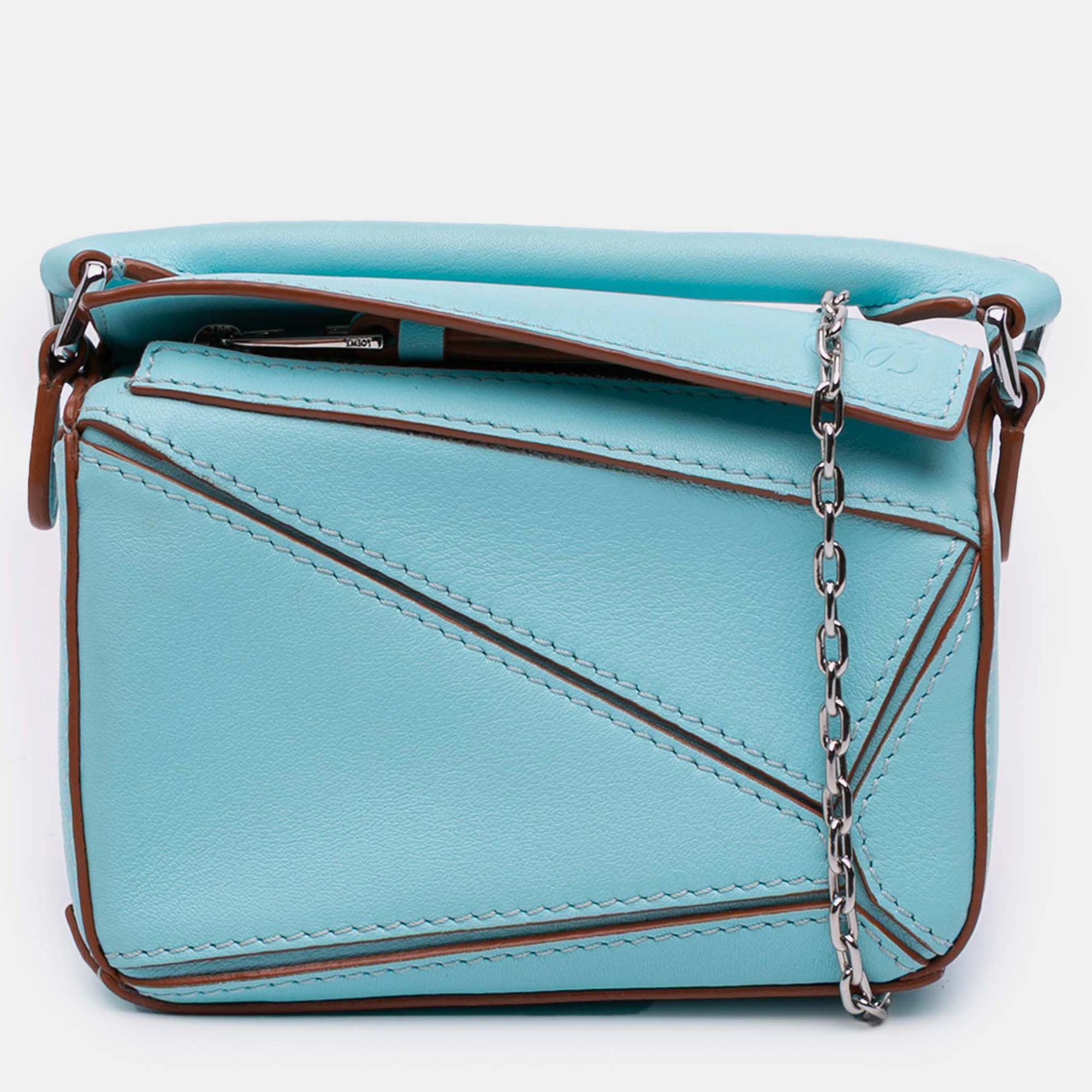 Loewe Blue Nano Calfskin Puzzle Satchel