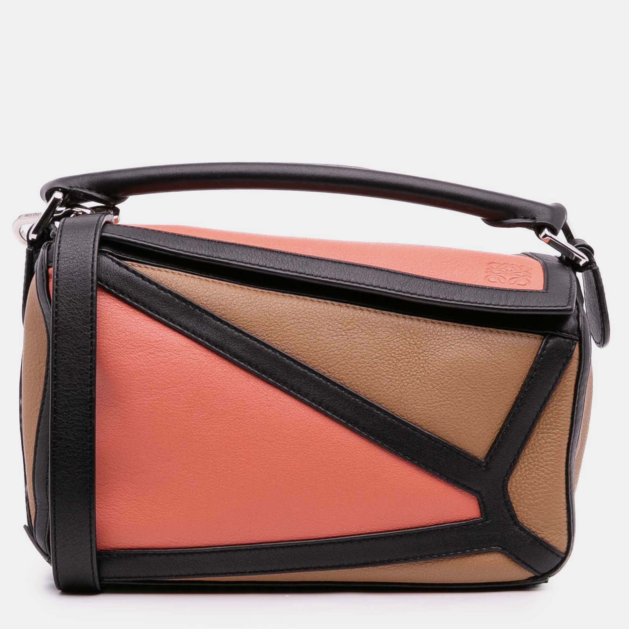 Loewe Brown Small Calfskin Graphic Puzzle Satchel