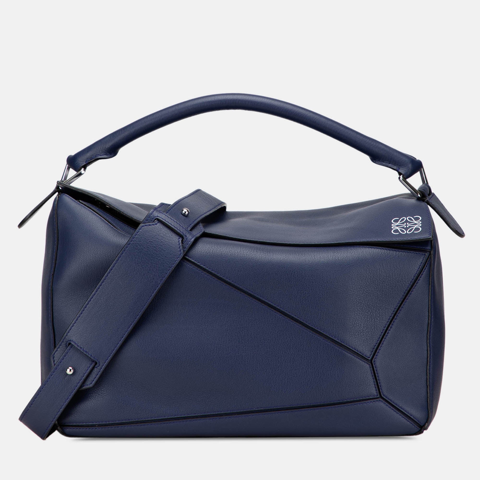 Loewe Blue Large Calfskin Puzzle Satchel
