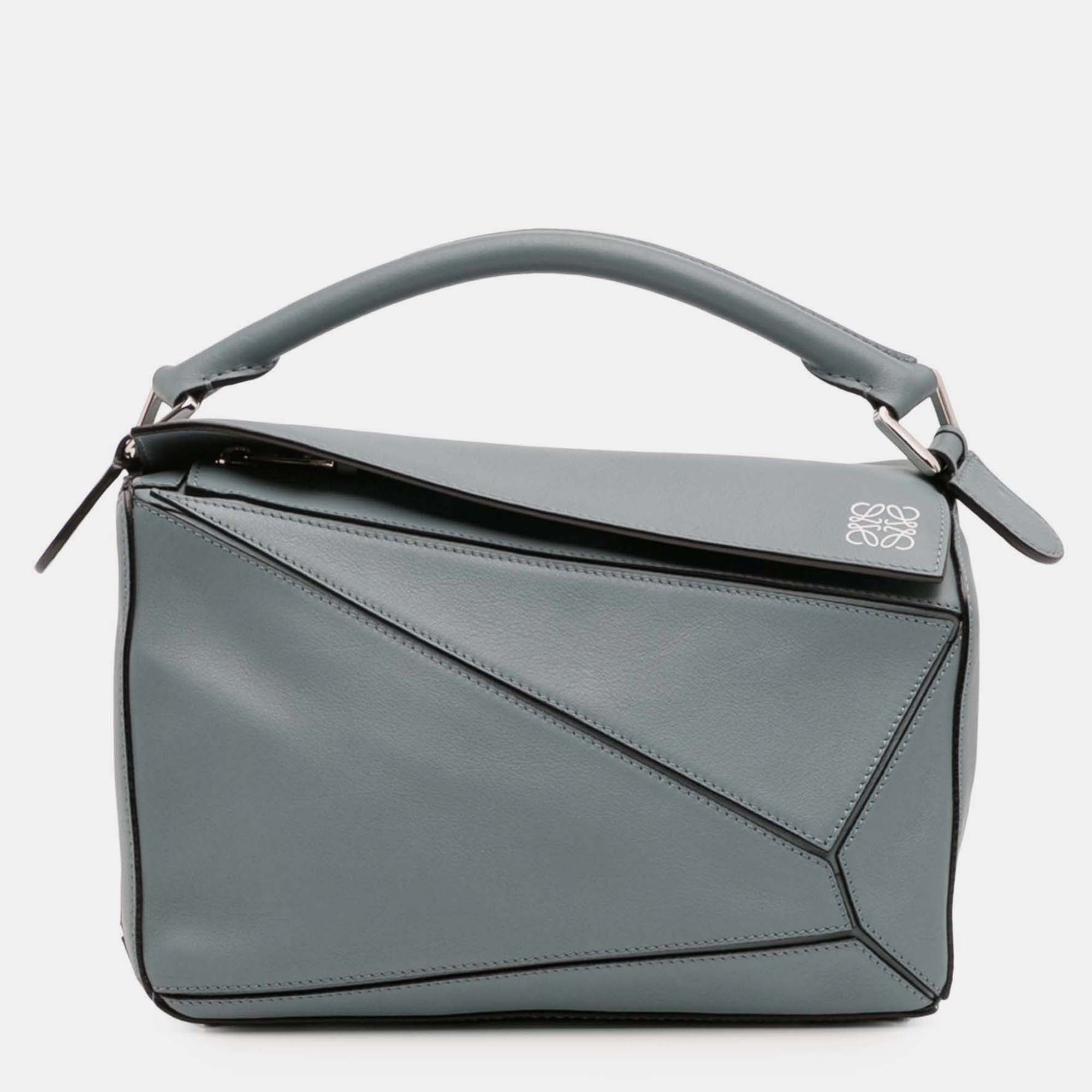 Loewe Blue Small Calfskin Puzzle Satchel