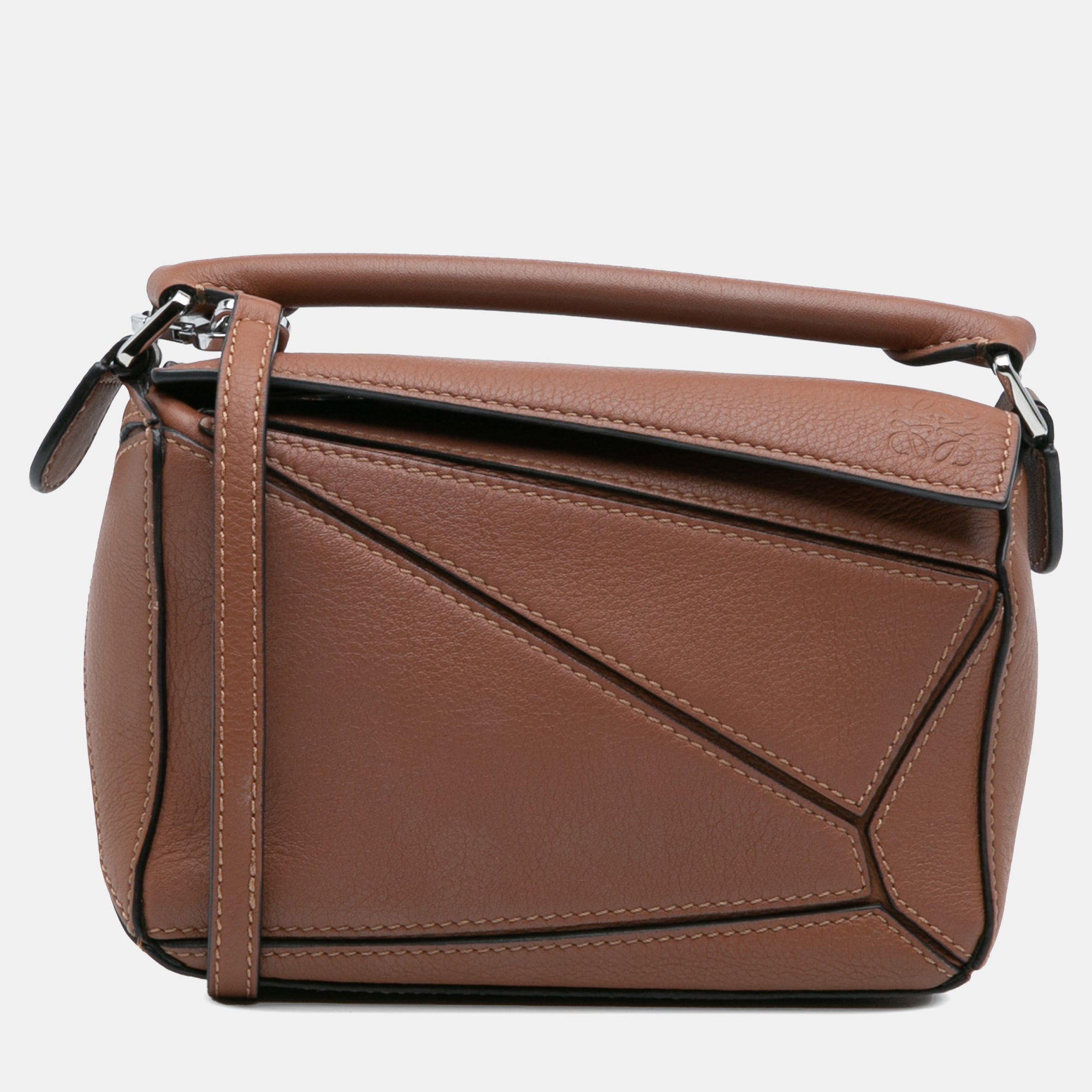 Loewe Brown Mini Calfskin Puzzle Satchel