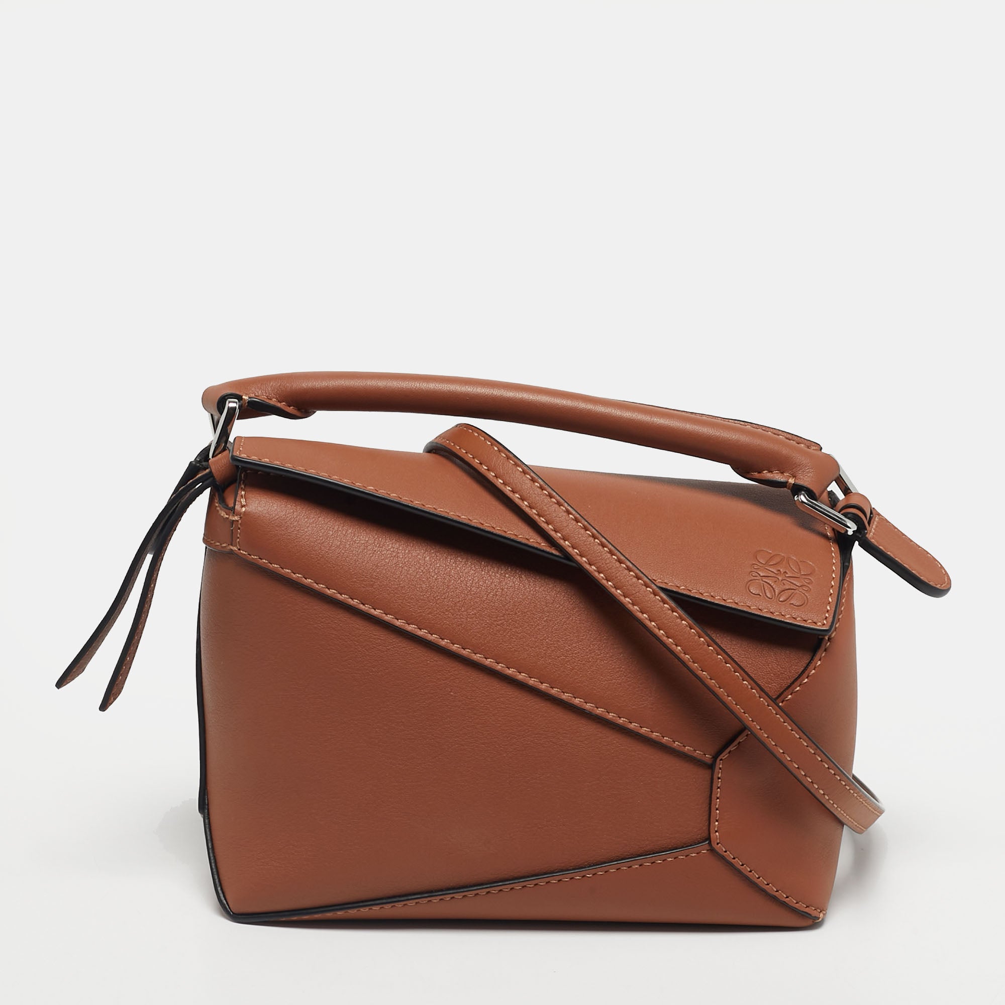 Loewe Brown Leather Mini Puzzle Shoulder Bag