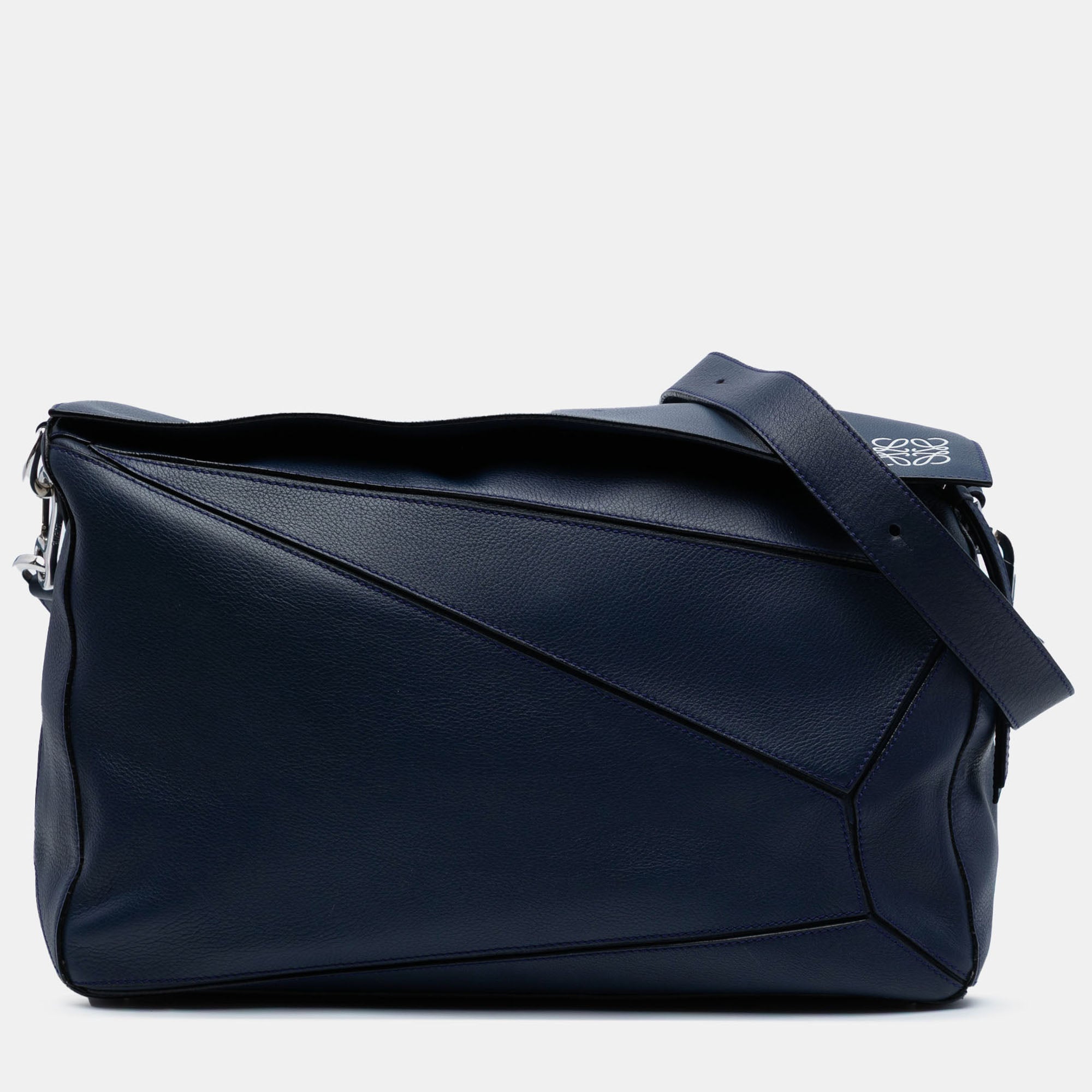 Loewe Blue Large Calfskin Puzzle Satchel