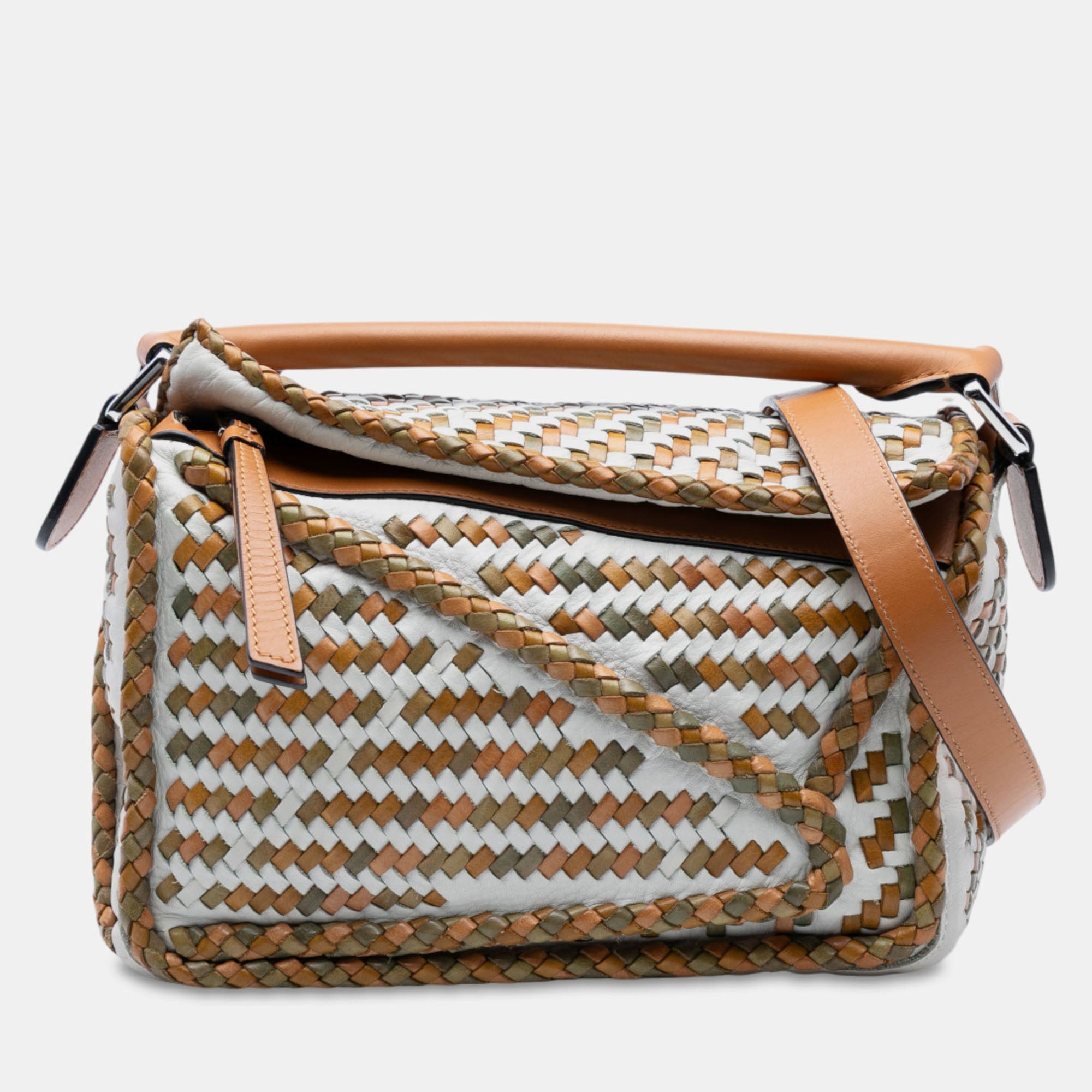 Loewe Multicolor Small Woven Calfskin Puzzle Satchel