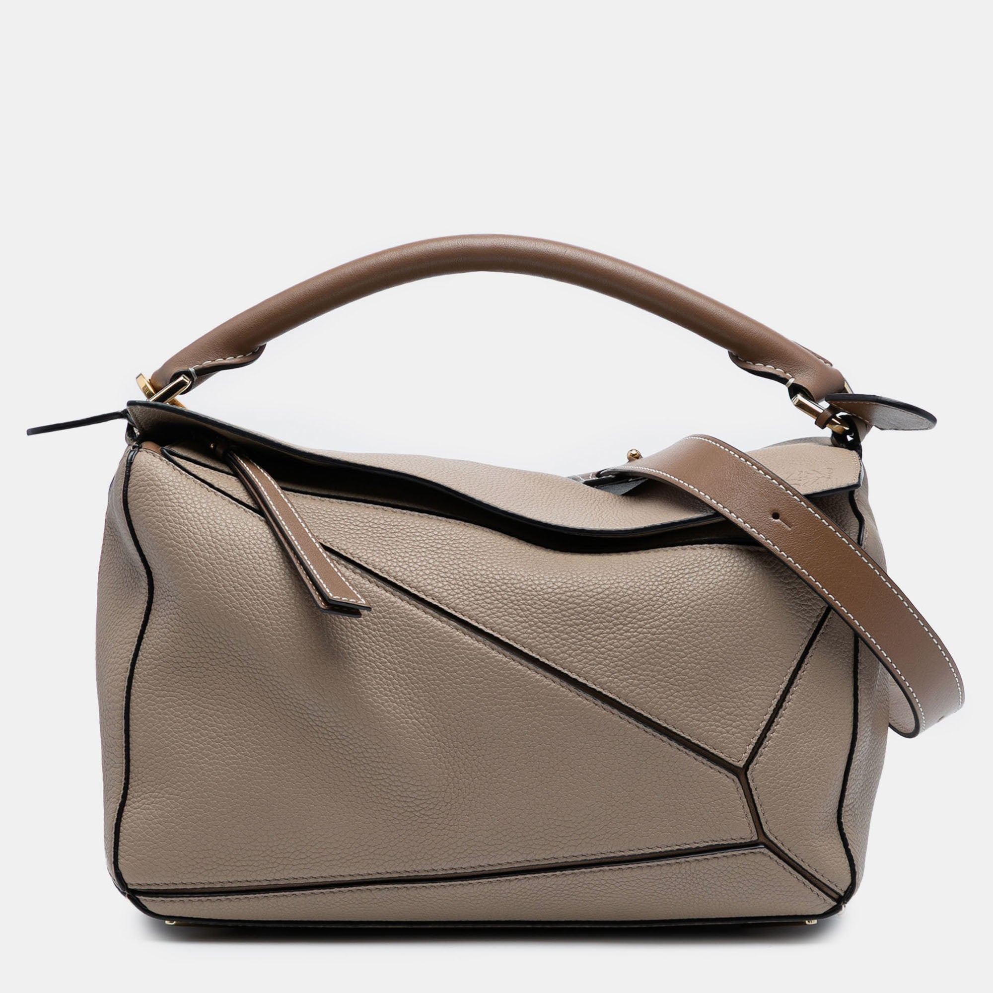 Loewe Brown Medium Calfskin Puzzle Satchel