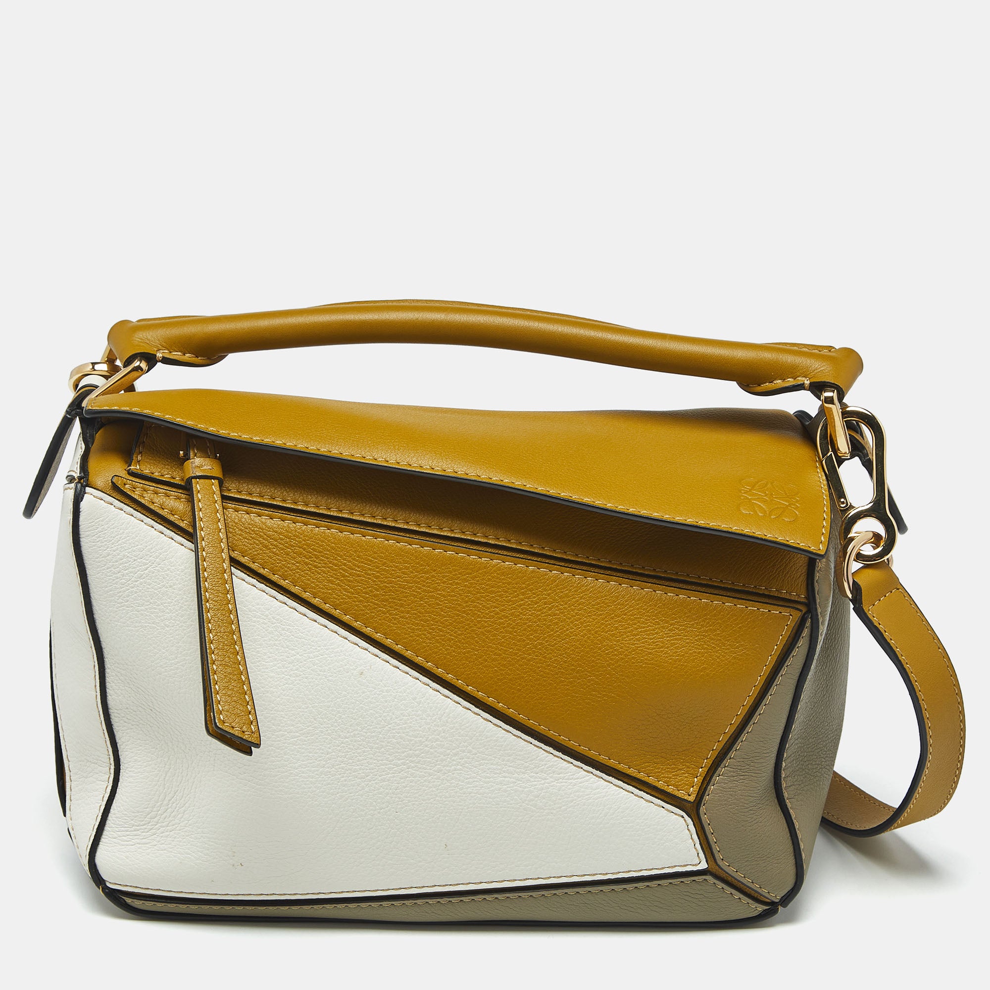 Loewe Tri Color Leather Small Puzzle Top Handle Bag