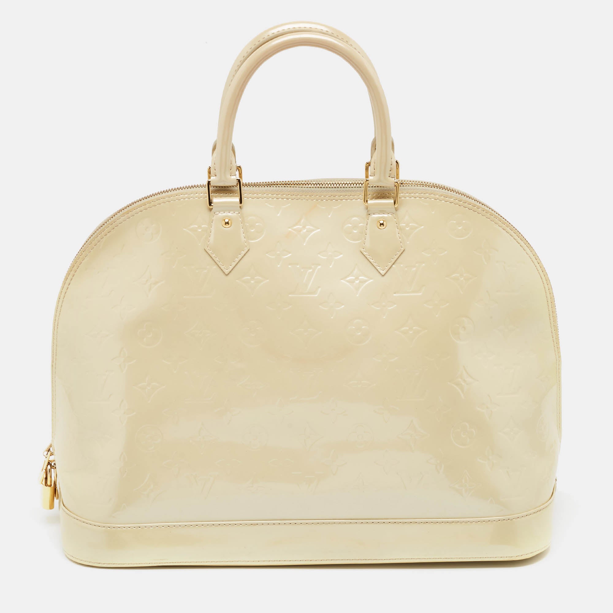 Louis Vuitton Cream Monogram Vernis Alma GM Bag