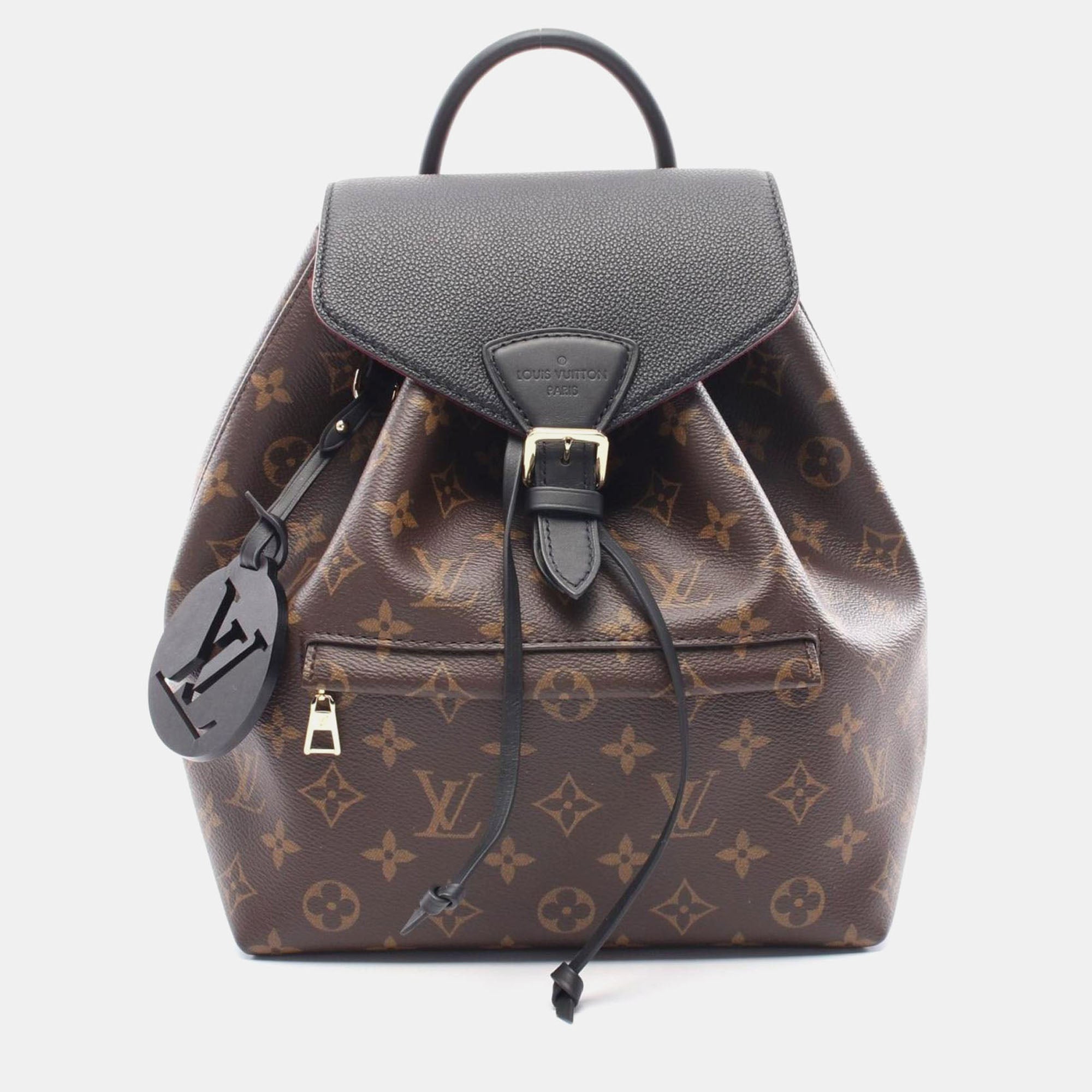 Louis Vuitton Brown Black Coated Canvas Leather Montsouris NM PM Backpack