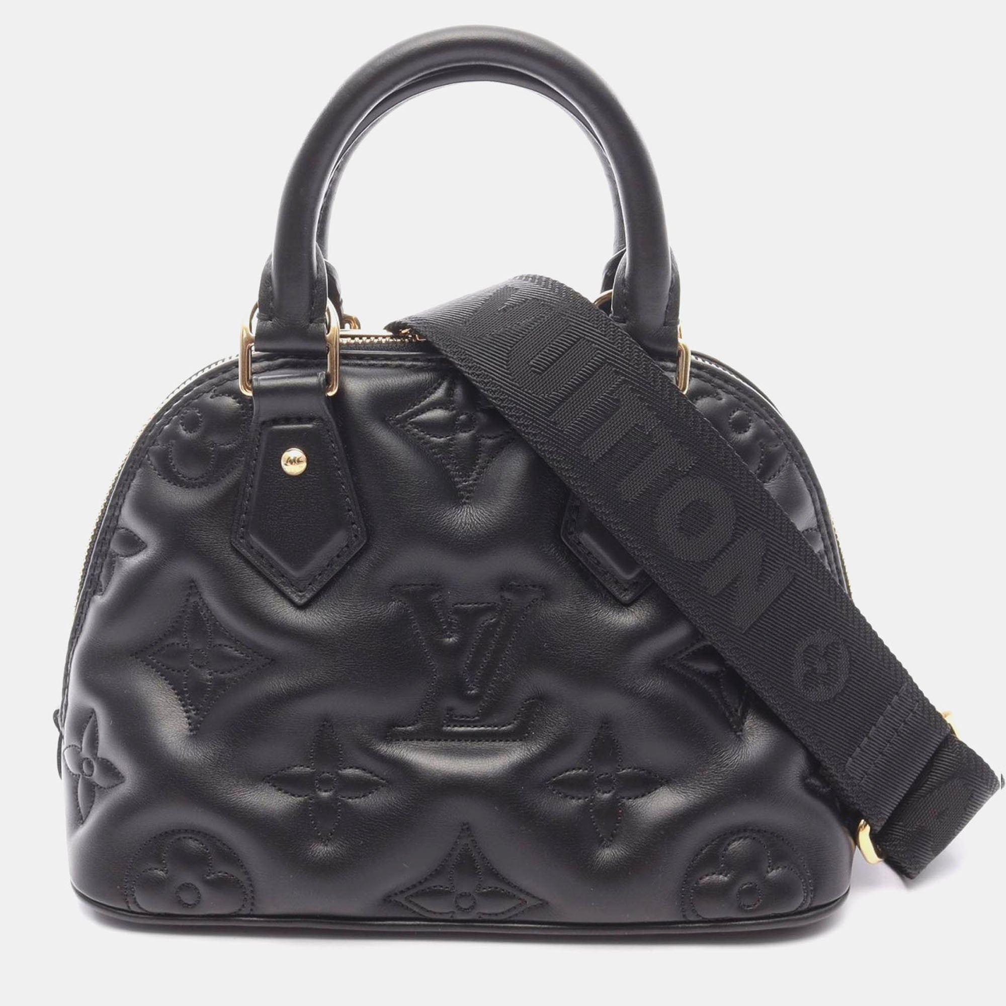 Louis Vuitton Alma Soft BB Noir Bubblegram Leather Shoulder Bag