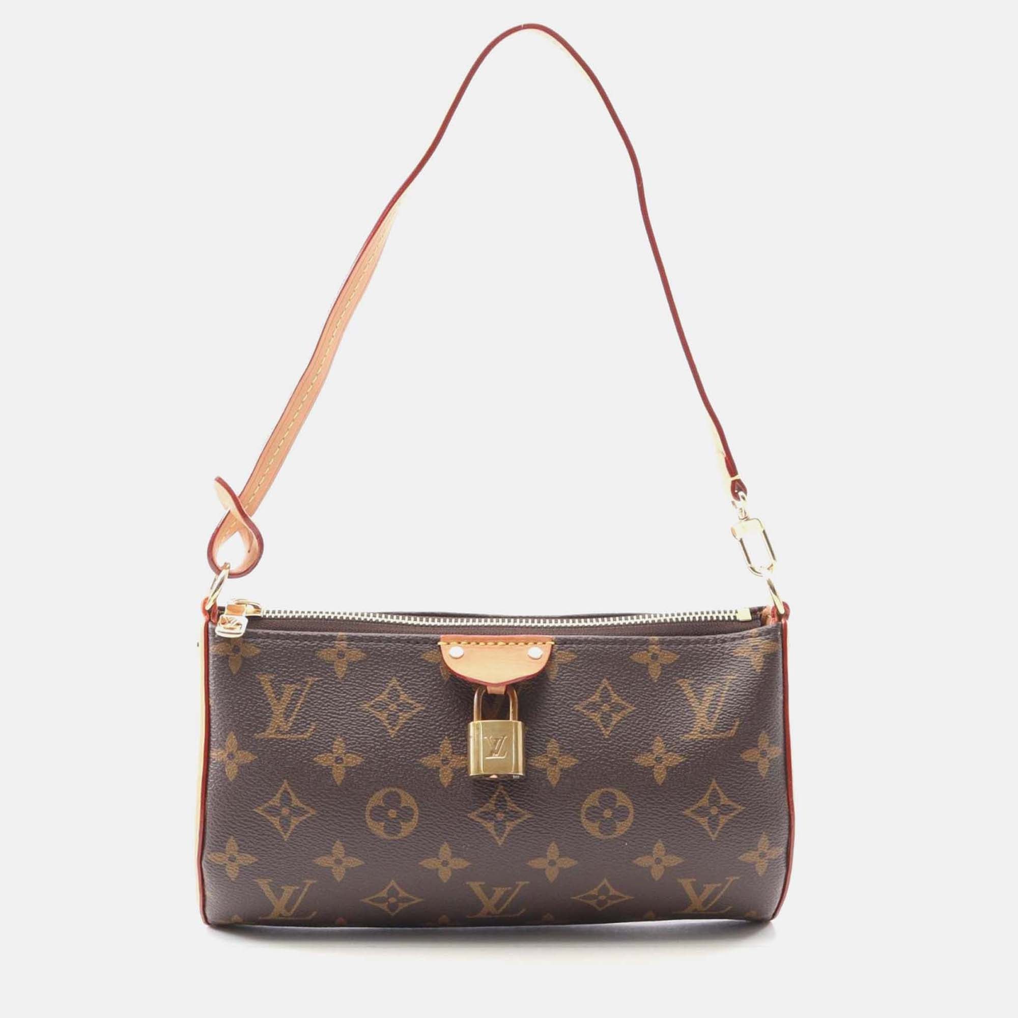 Louis Vuitton Pochette Tirette Shoulder Bag M12859 Monogram Canvas Brown Used Lv