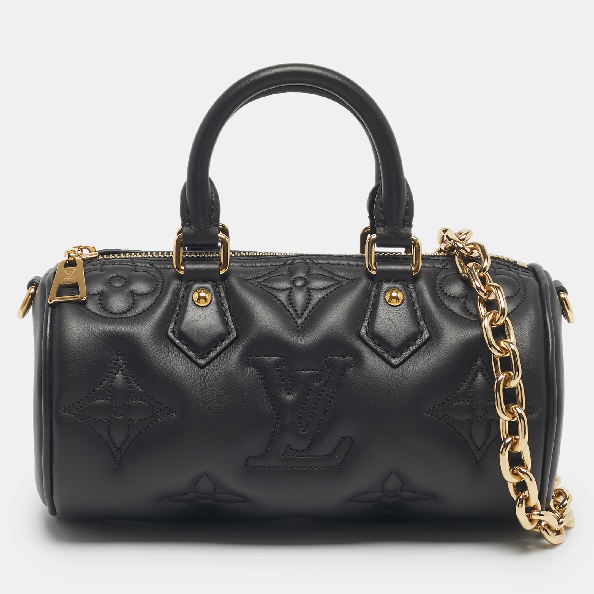 Louis Vuitton Black Bubblegram Leather Papillon BB Bag